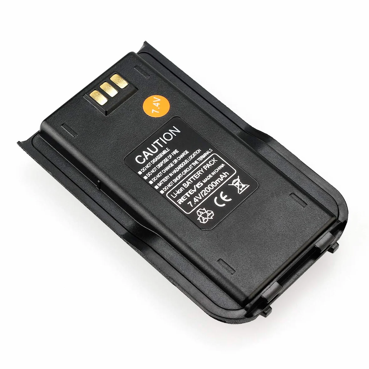 Retevis Akumulator litowo-jonowy 2000 mAh 7,4 V kompatybilny z krótkofalówką Retevis RT3 RT3S DMR Walkie Talkie TYT MD-380 (1 szt., czarny)