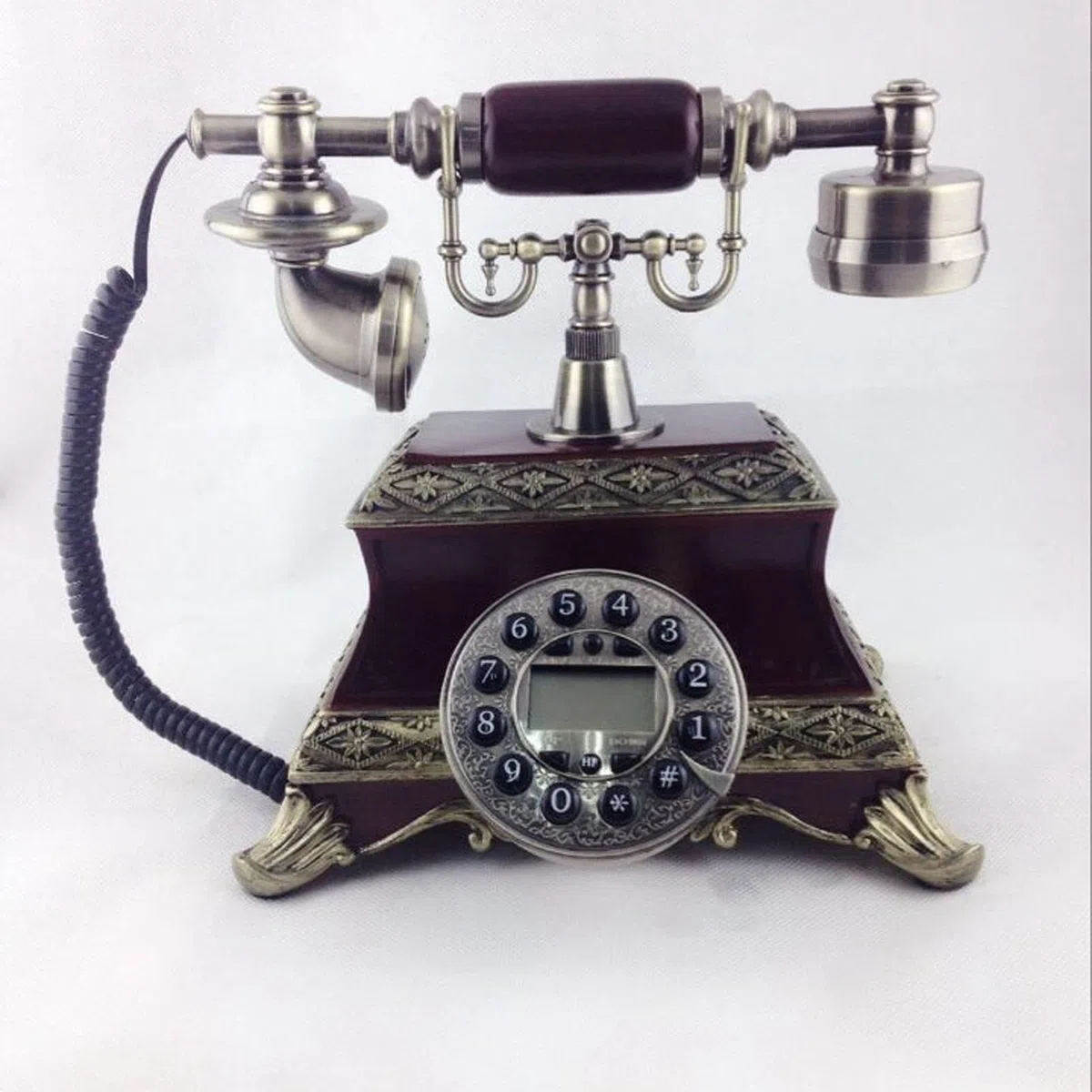 Telefon Styl europejski Dekoracja Sypialnia Dom Retro Telefon Dekoracyjny Telefon Stacjonarny Replika Antyczny Telefon Retro Dom Telefon Domowy Telefon Dekoracyjny(Bruin)