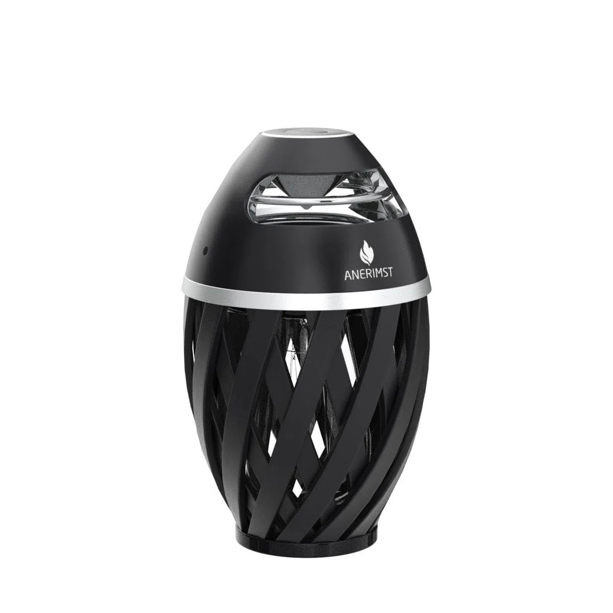 ANERIMST Wodoodporne, bezprzewodowe głośniki Bluetooth z latarką płomieniową, fajne gadżety dla mężczyzn i kobiet, latarnia LED do ogrodu, kempingu, patia, 2 szt. (czarne)