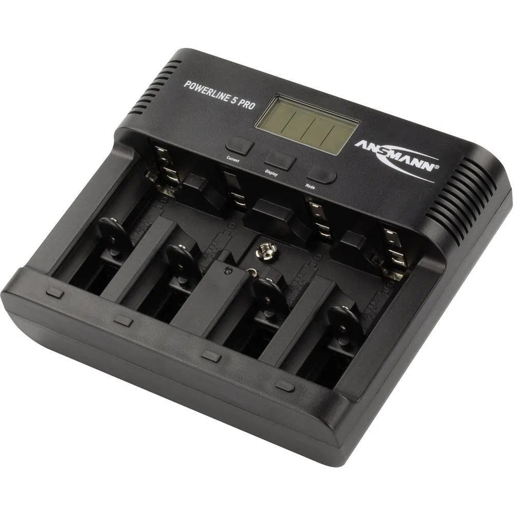 ANSMANN Akku-Ladegerät für 4x AA/AAA/C/D + 1x 9V-Block Akkus - NiMH Batterieladegerät mit 4 Ladeprogrammen: Laden/Entladen/Testen/Refresh