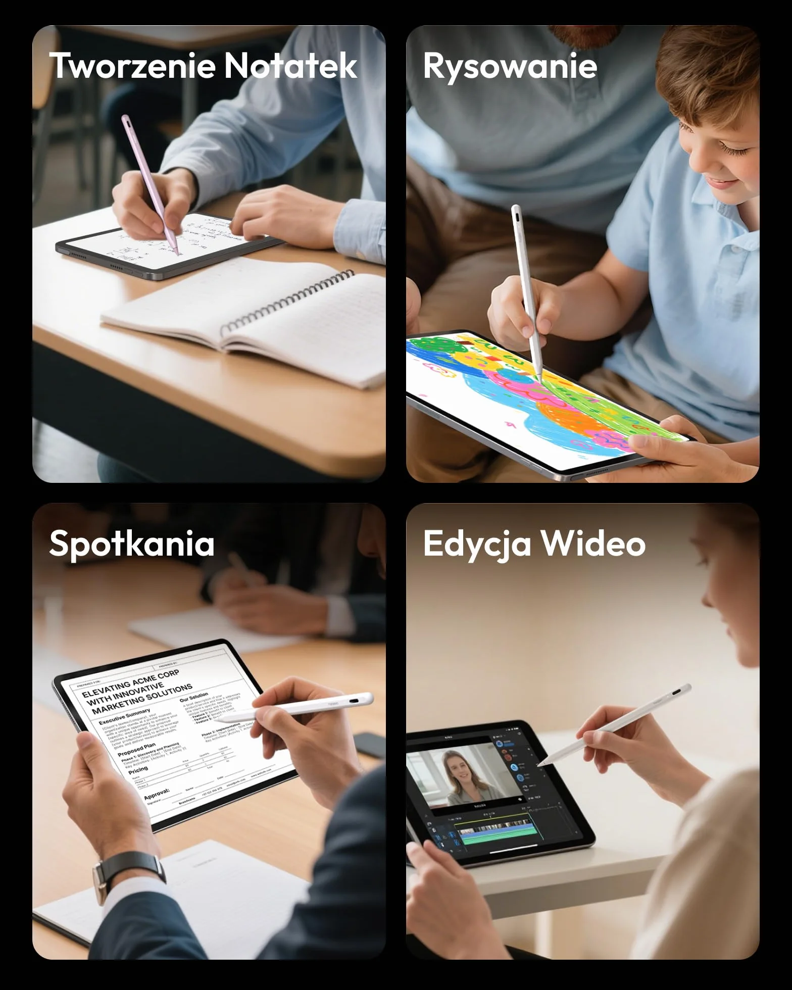 Metapen Stylus A8 Kompatybilny z iPad 2018-2026,2X Szybsze ładowanie,Odrzucanie dłoni, Rysik do iPada 11 A16/10/9/8/7/6,Air 5/4/3/M2/M3,M4 Pro 12,9 cala/11 cali/13 cali M4,M5 Mini 6/5
