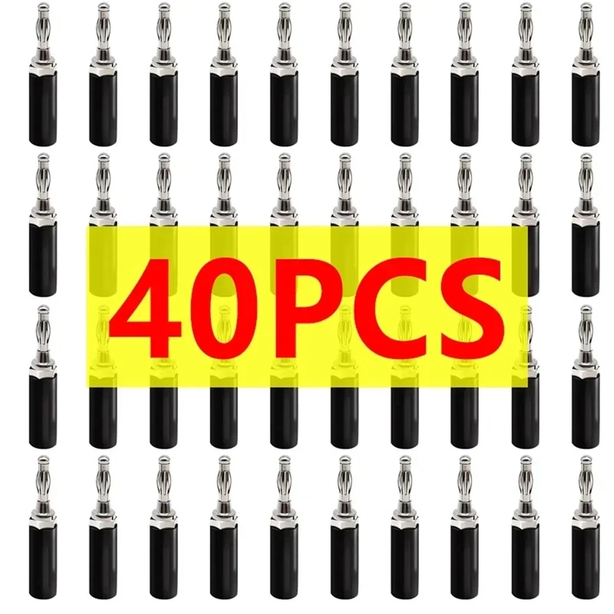 20/80/200 szt. 4 mm Kabel adaptera kabla audio Złącze głośnika Nikl/chromowanie terminal jack audio bananowy(40 Black)