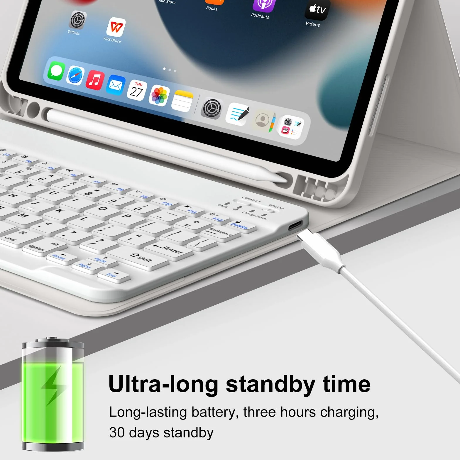 Etui na klawiaturę do iPad Air 11" (M2) 2024, iPad Air 5. Gen 2022/4. Gen 2020 10,9", Bluetooth QWERTZ, Szary