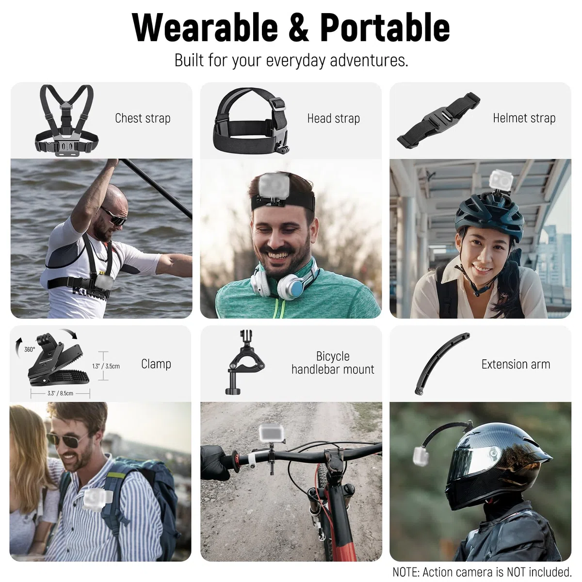 NEEWER Zestaw akcesoriów do kamery sportowej 51 w 1, kompatybilny z GoPro Hero 13 12 11 10 Max Insta360 GO3S GO3 X4 X3 DJI Osmo Action 5 Pro 4 3 AKASO APEMAN, w zestawie pudełko do przechowywania