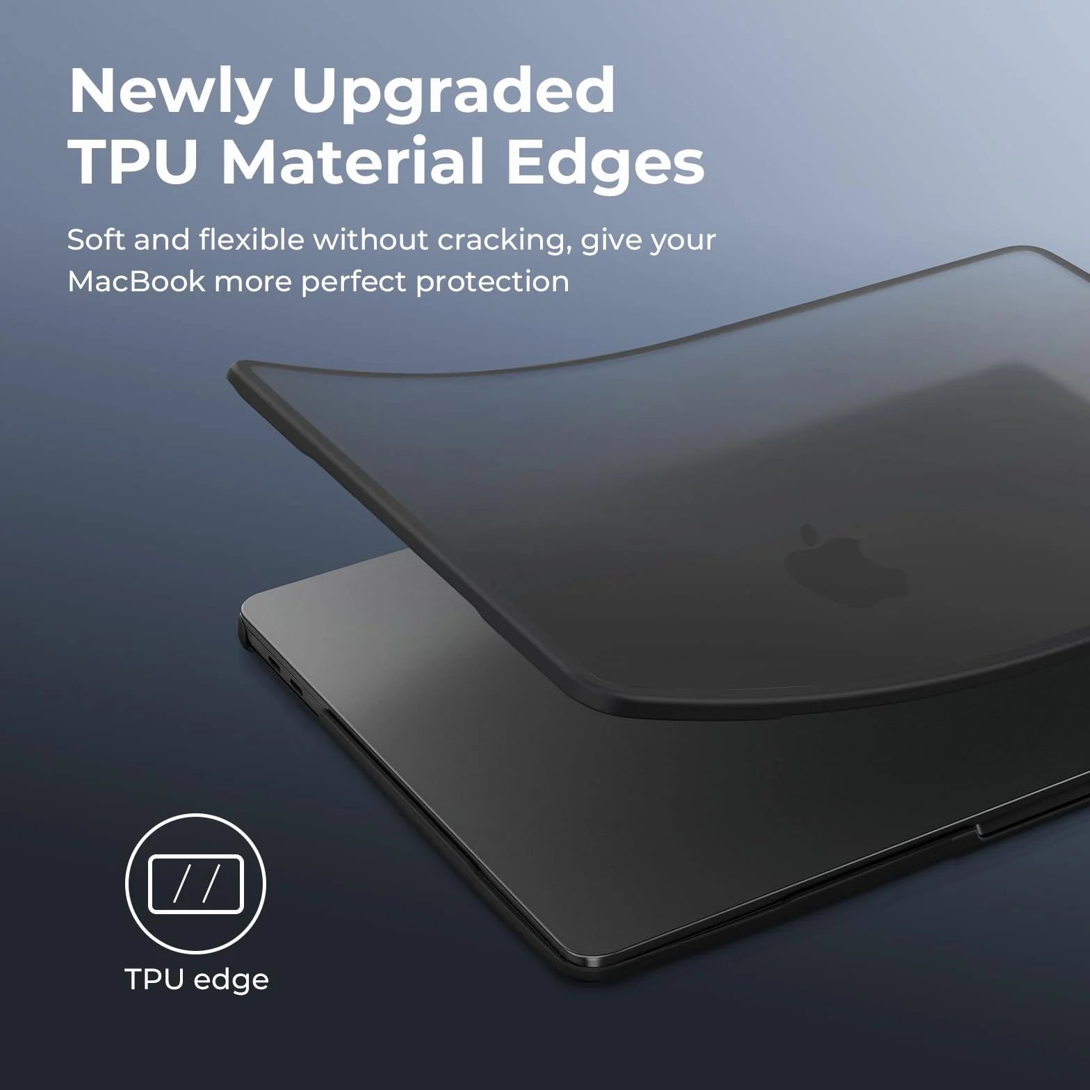 BlueSwan Etui kompatybilne z Macbook Air 13" M1 A2337 A2179 A1932, wydane w latach 2021-2018, Ramka TPU odporna na Pęknięcia + Matowa Osłona PC - Matowa czerń