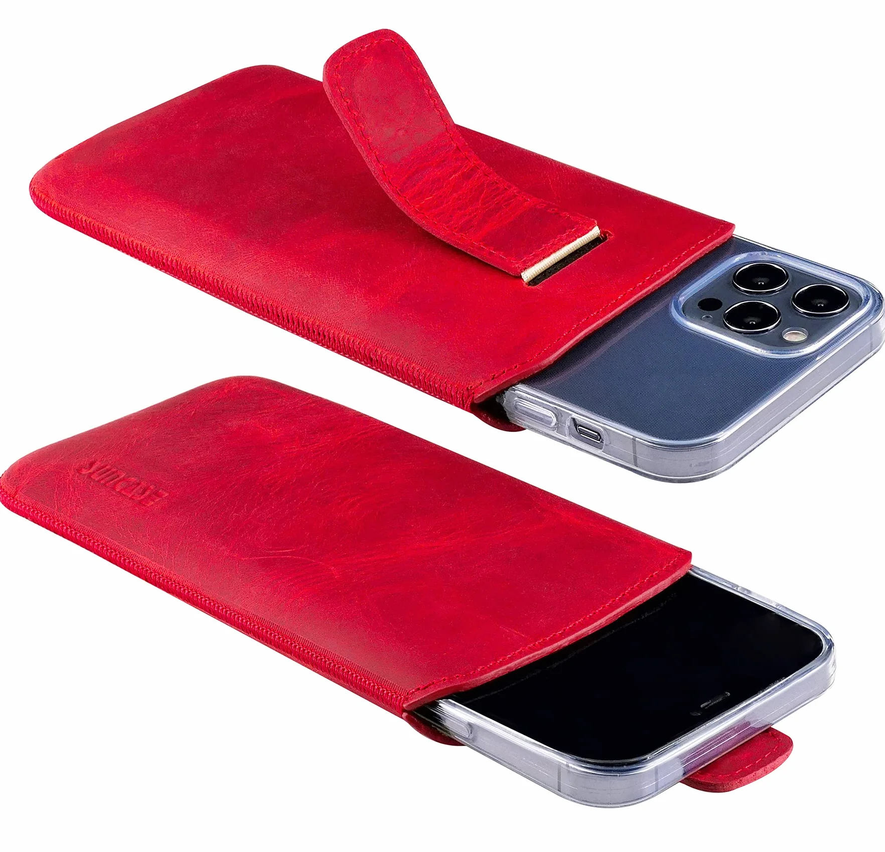 Suncase Etui kompatybilne z iPhone 14 Pro Max (6,7") ochronne z funkcją wyciągania, antyczna czerwień