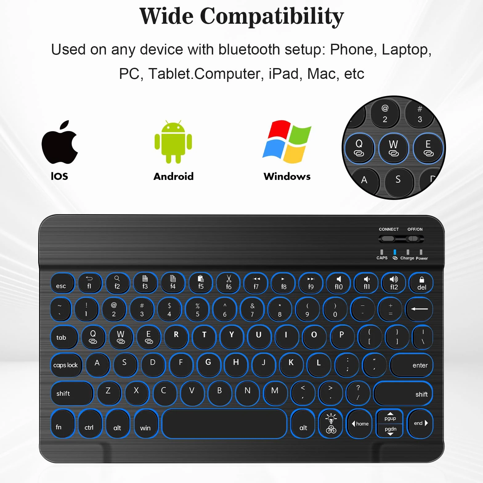 Bezprzewodowa klawiatura Bluetooth podświetlana do iPada Maca iPhone'a Androida Windows