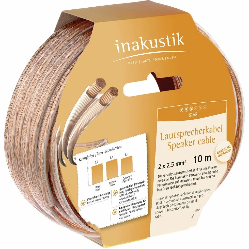 In-akustik Star kabel głośnikowy 2 x 2,5 mm² / szpula 10 m