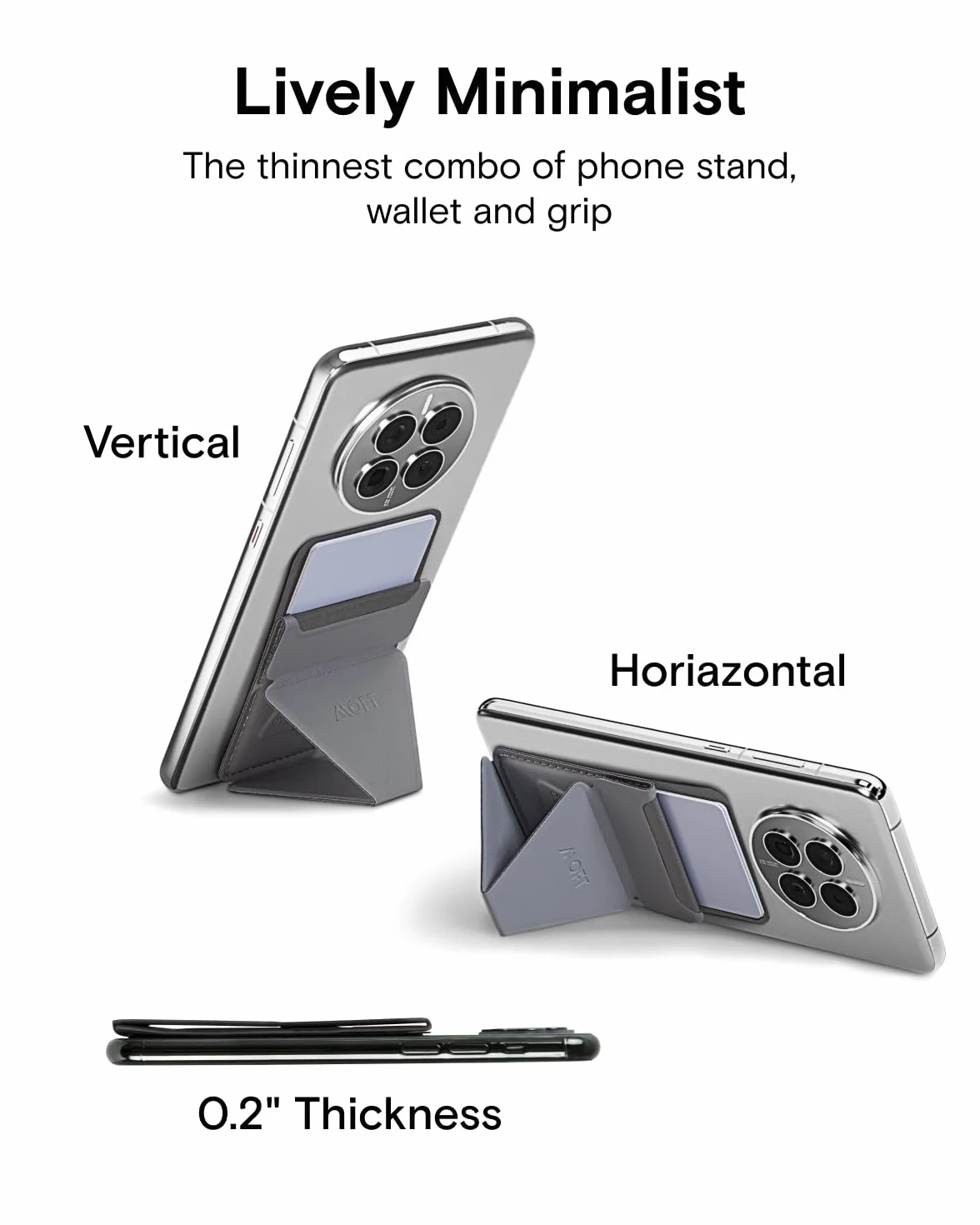 MOFT Samoprzylepny stojak na karty telefon komórkowy, Cool Gray, Minimalistyczny