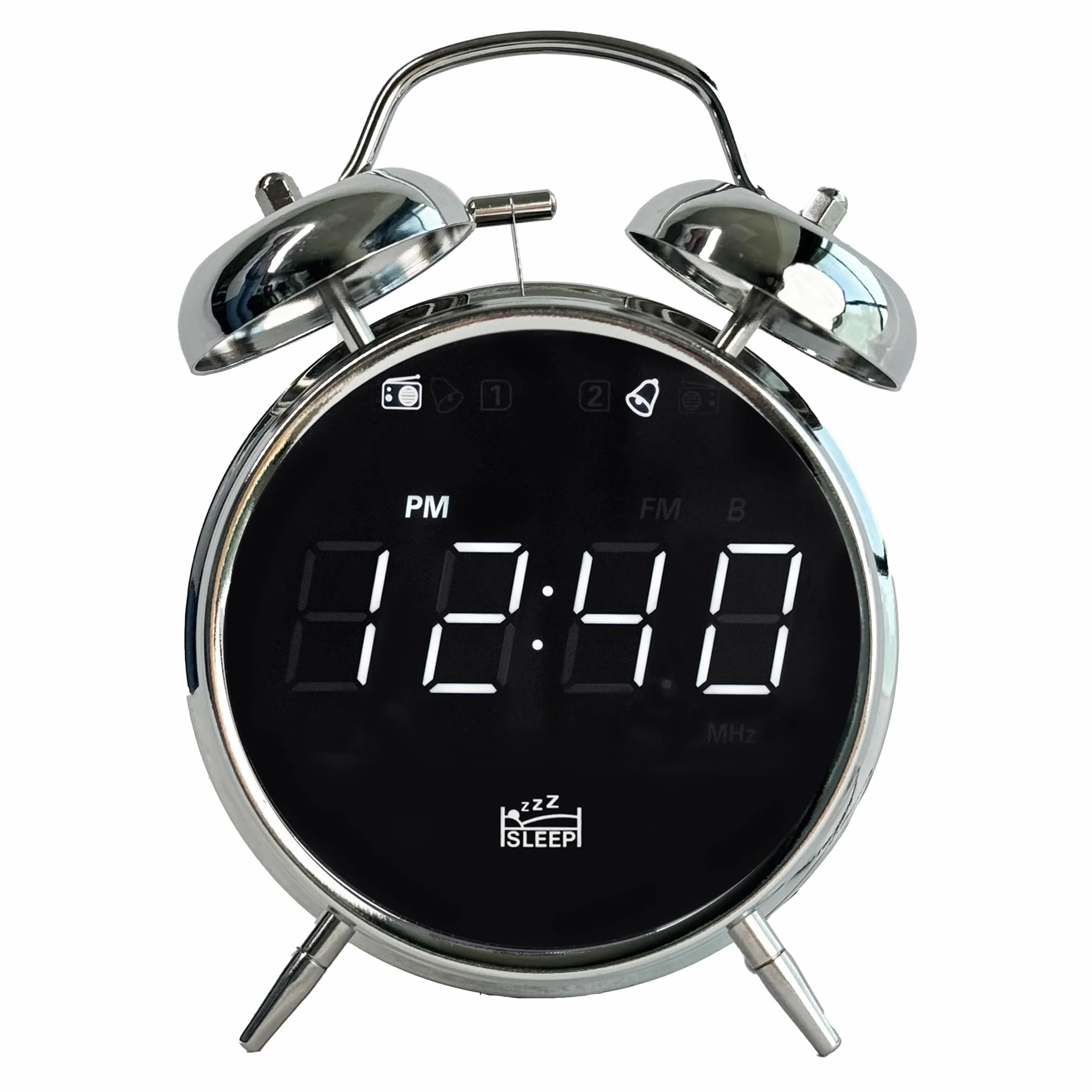 SILVA Schneider URW 240 retro radio zegarowe z budzikiem, podwójnym dzwonkiem, wyświetlaczem, ściemnianiem, timerem zasypiania