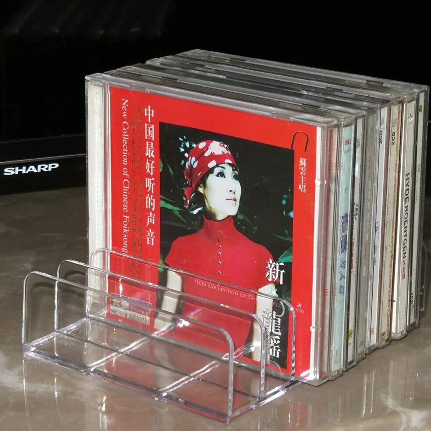 Przezroczysty akrylowy uchwyt na CD DVD pudełko do przechowywania stojak na 14 płyt
