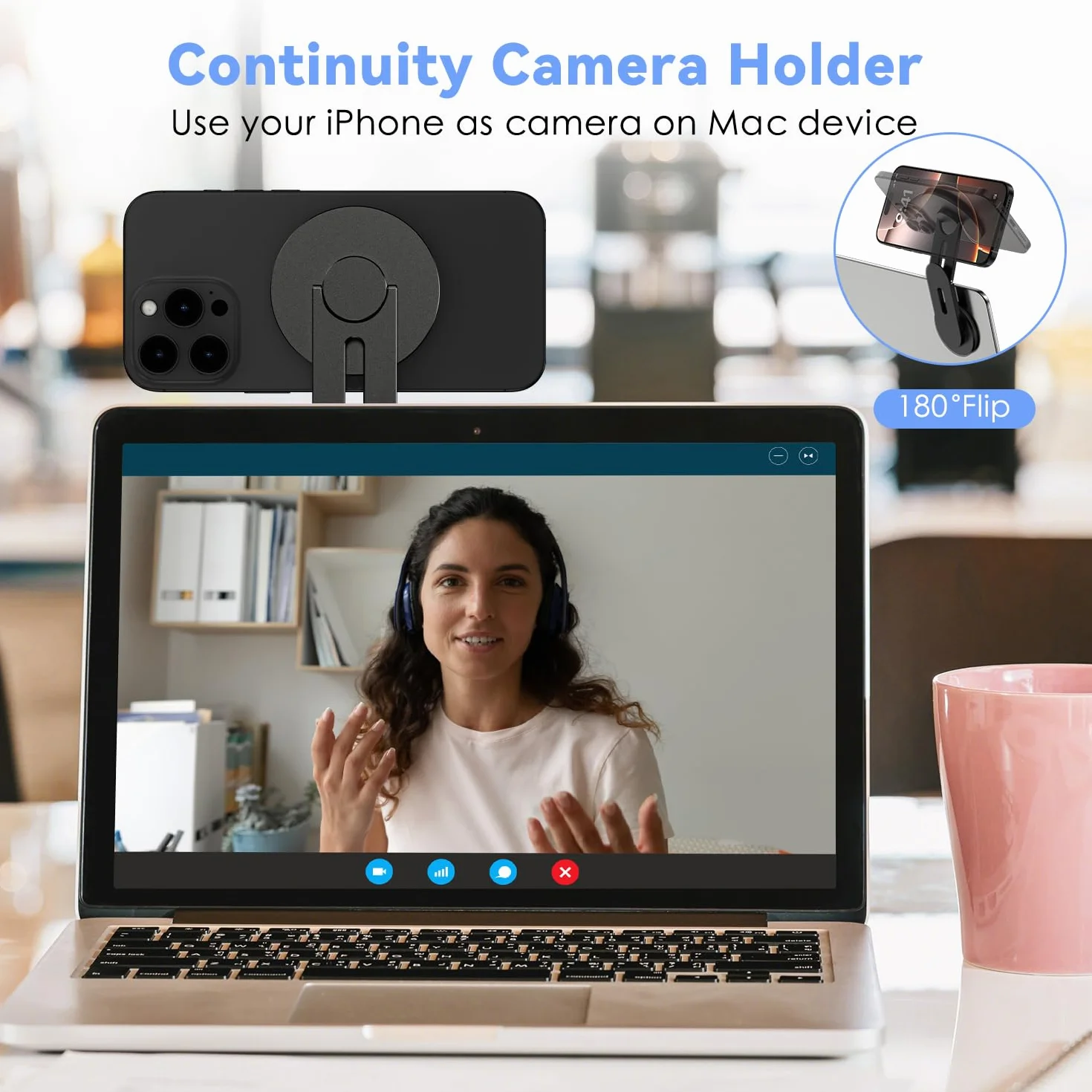 CloudValley Magnetyczny stojak na laptopa i telefon, 3-wymiarowy regulowany uchwyt z akcesoriami do przekazywania kamery dla iPhone'a, składany wspornik mocujący do Tesla PC Gym Monitor, czarny