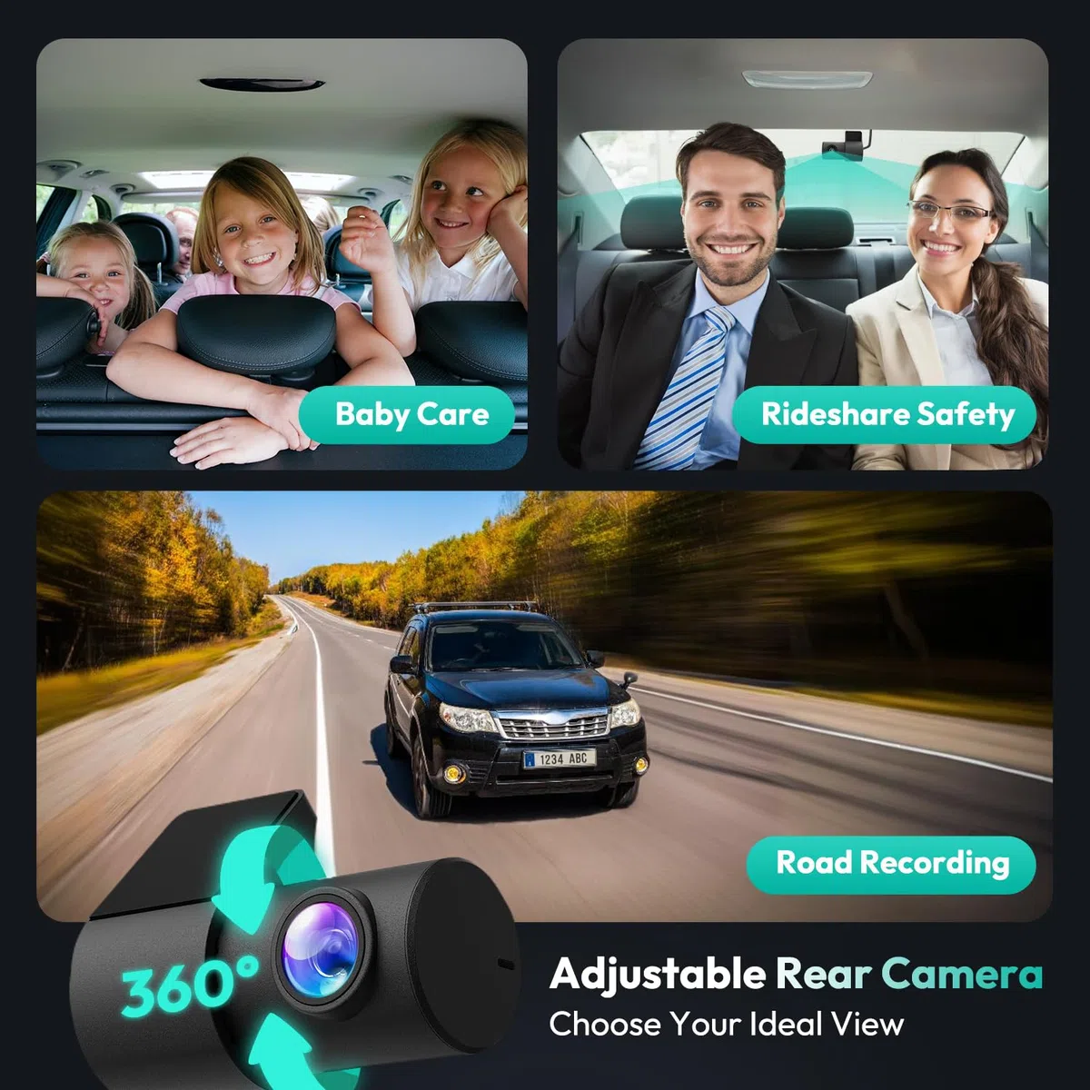 BOTSLAB przednia i tylna kamera samochodowa 4K+2K z GPS WiFi i zestawem hardwire, kamera samochodowa z ADAS, bezpłatna karta 64 GB, monitorowanie parkowania 24/7, IPS 2,45", noktowizor, WDR, szeroki