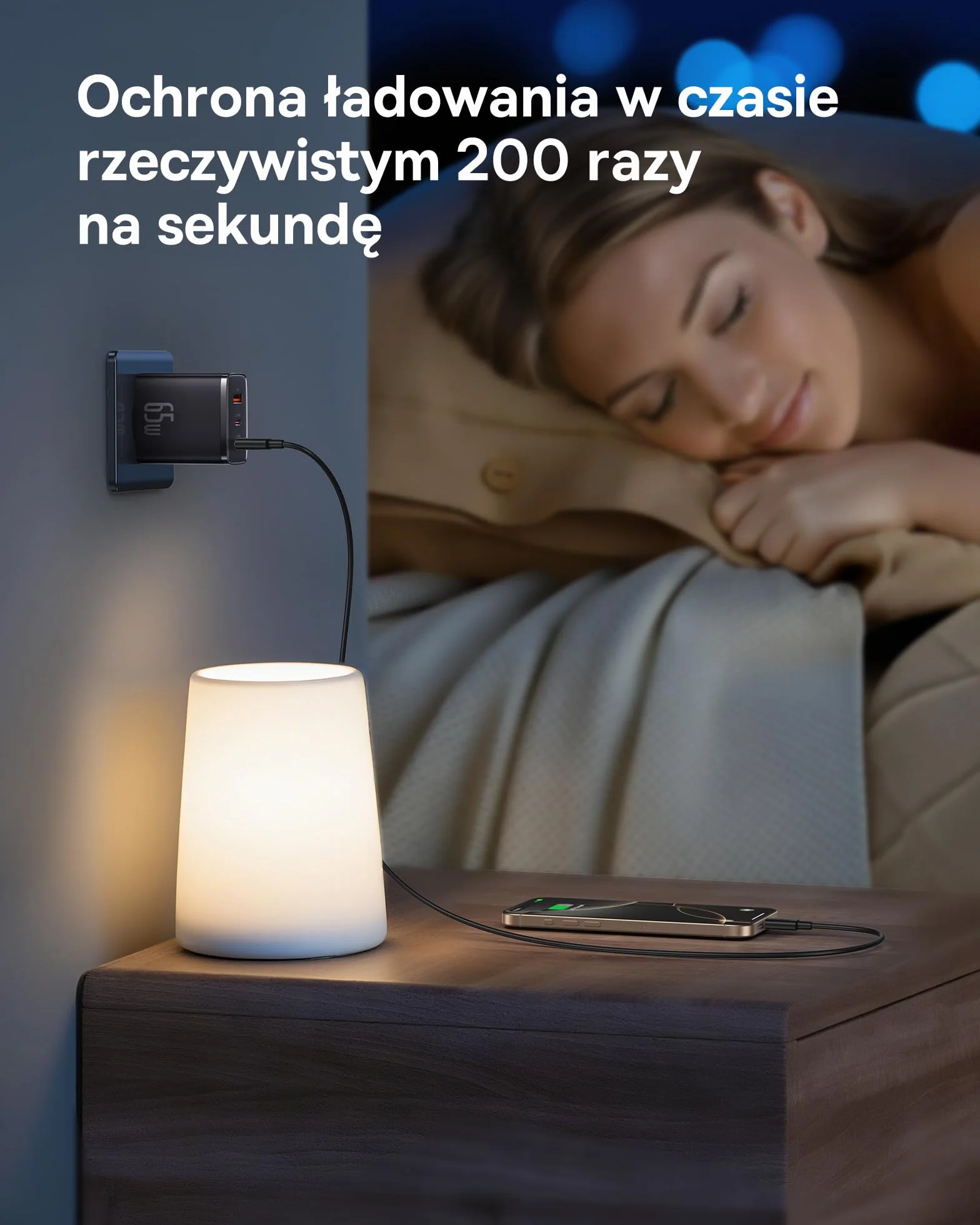 Baseus Ładowarka USB C, 65 W, zasilacz USB C, 3-portowy ładowarka PD, ładowarka z PPS, GaN szybka ładowarka kompatybilna z MacBook Pro/Air, iPhone 15/14/13/12, iPad Pro, Galaxy S23 Ultra, S23+, S23,