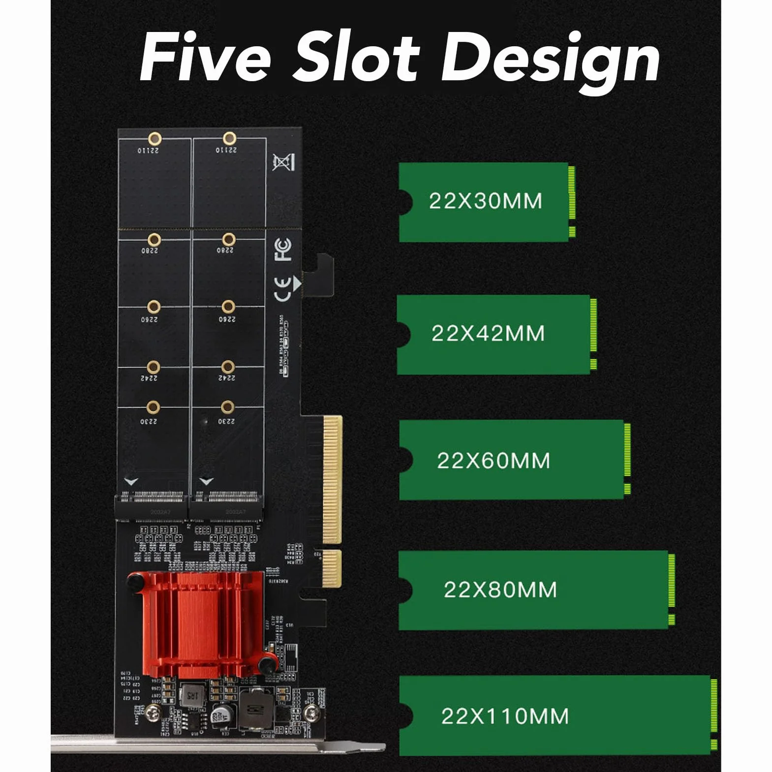CCYLEZ Podwójny Adapter NVMe PCIe 3.1 X8 X16 | M.2 NVMe SSD na kartę PCIe dla Klucza M 2230-22110