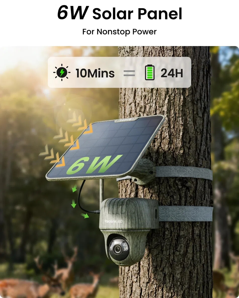 Reolink 4K Kamera Solar 4G LTE do Monitoringu na Zewnątrz z Nożycowym Mechanizmem, Widzeniem Nocnym i Detekcją Ruchu PIR, Rozpoznawaniem Zwierząt, Akumulatorem i Panelem Słonecznym + Karta microSD 32G