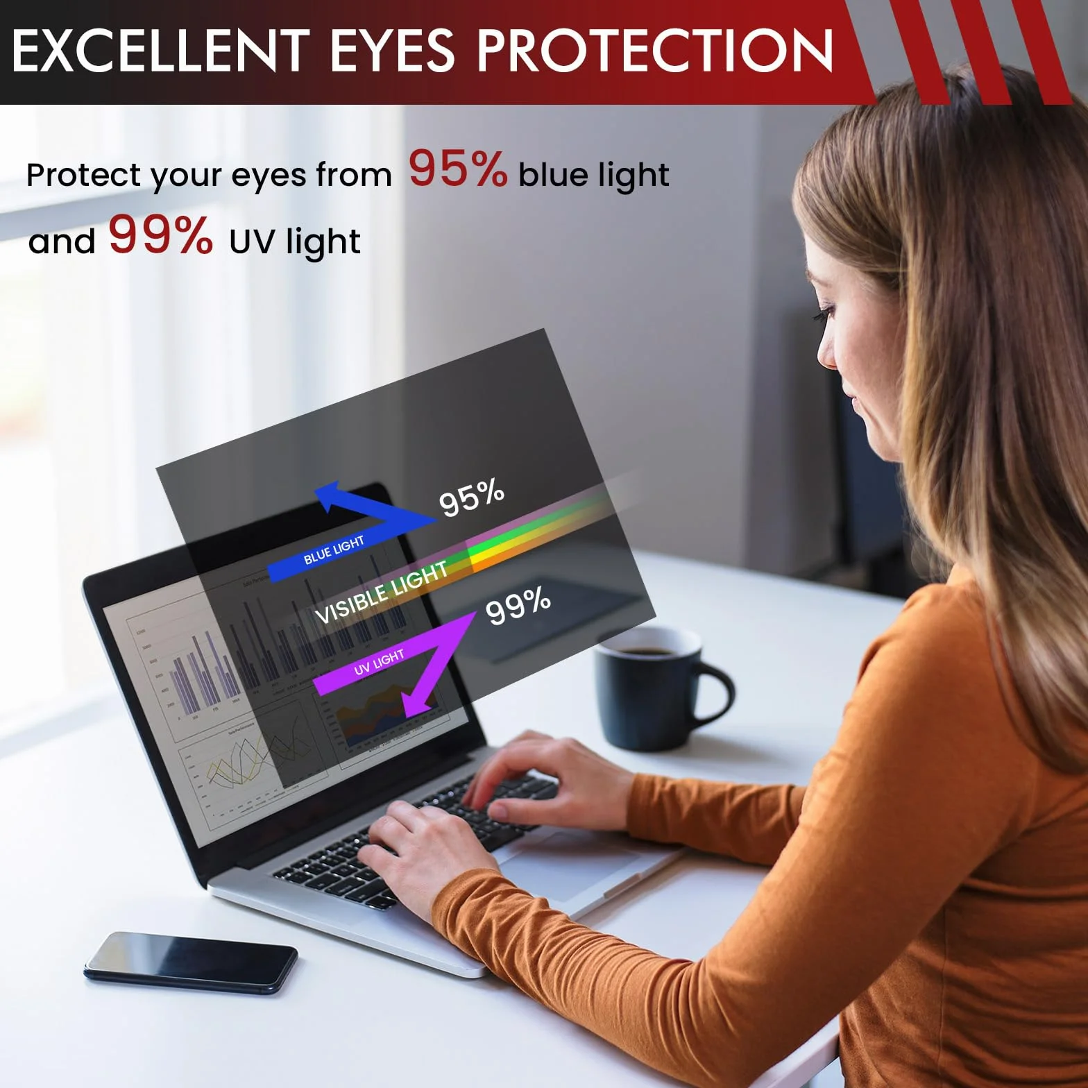 LAMA Filtr prywatyzujący do laptopa 14" ochrona przed wzrokiem UV niebieskie światło