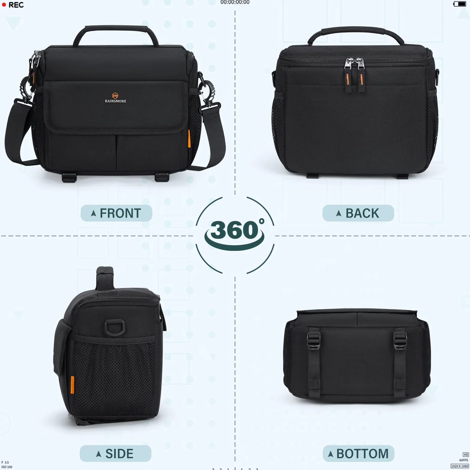 RAINSMORE Wodoodporna Torba na Aparat DSLR/SLR Czarna
