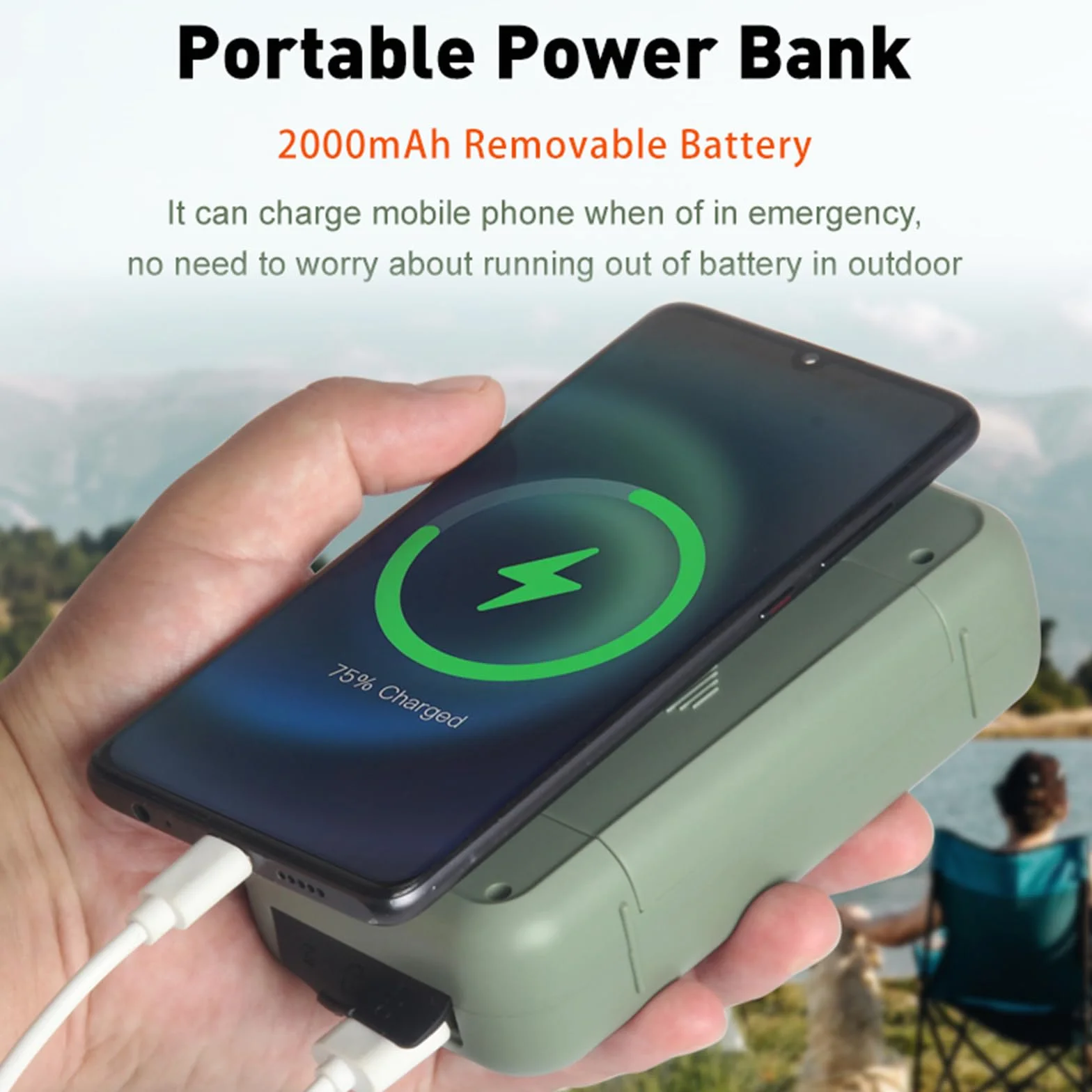 Gemmac Radio Awaryjne, 3-Drożne ładowanie Awaryjne, Akumulator 2000 mAh Radio Korbowe, ładowarka Solarna, Power Bank Radio USB AM/FM z Alarmem SOS i Wejściem Słuchawkowym, Latarka