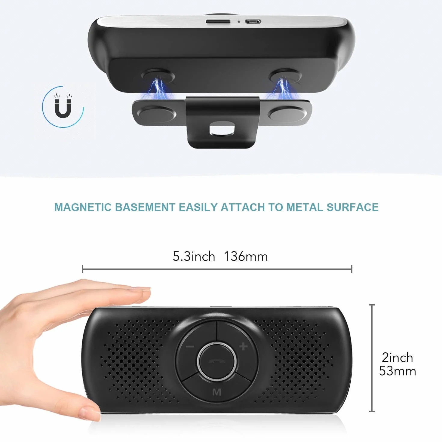 Zestaw Głośnomówiący Bluetooth 5.0 z Klipsem, Slotem na Kartę TF, Zintegrowanym Mikrofonem, Obsługą Siri i Asystenta Google, do Muzyki, GPS, Telefonu