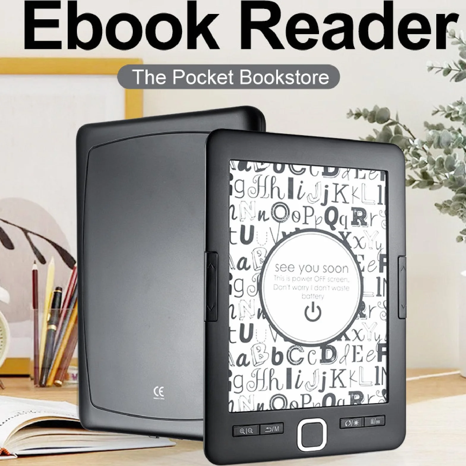 Pyhodi Czytnik Ebooków, Regulowana jasność Czcionki E Reader Elektroniczny Czytnik Książek Elektroniczny 6 -calowy Ekran 8 GB Przechowywanie z technologią przyjazną za Oczy do Czytania
