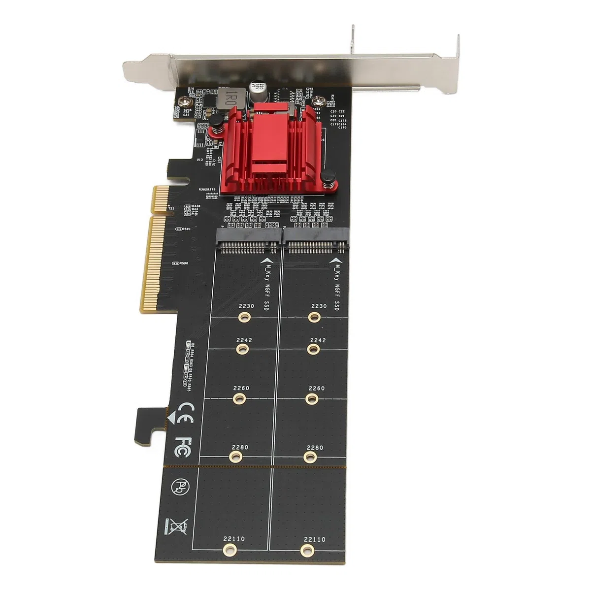 Podwójna Karta Adaptera M.2 PCIe NVMe z Rozwidleniem, Obsługuje 2xM.2 S w PCIe 3.1 X8/X16 dla, 2230/2242/2260/2280/22110