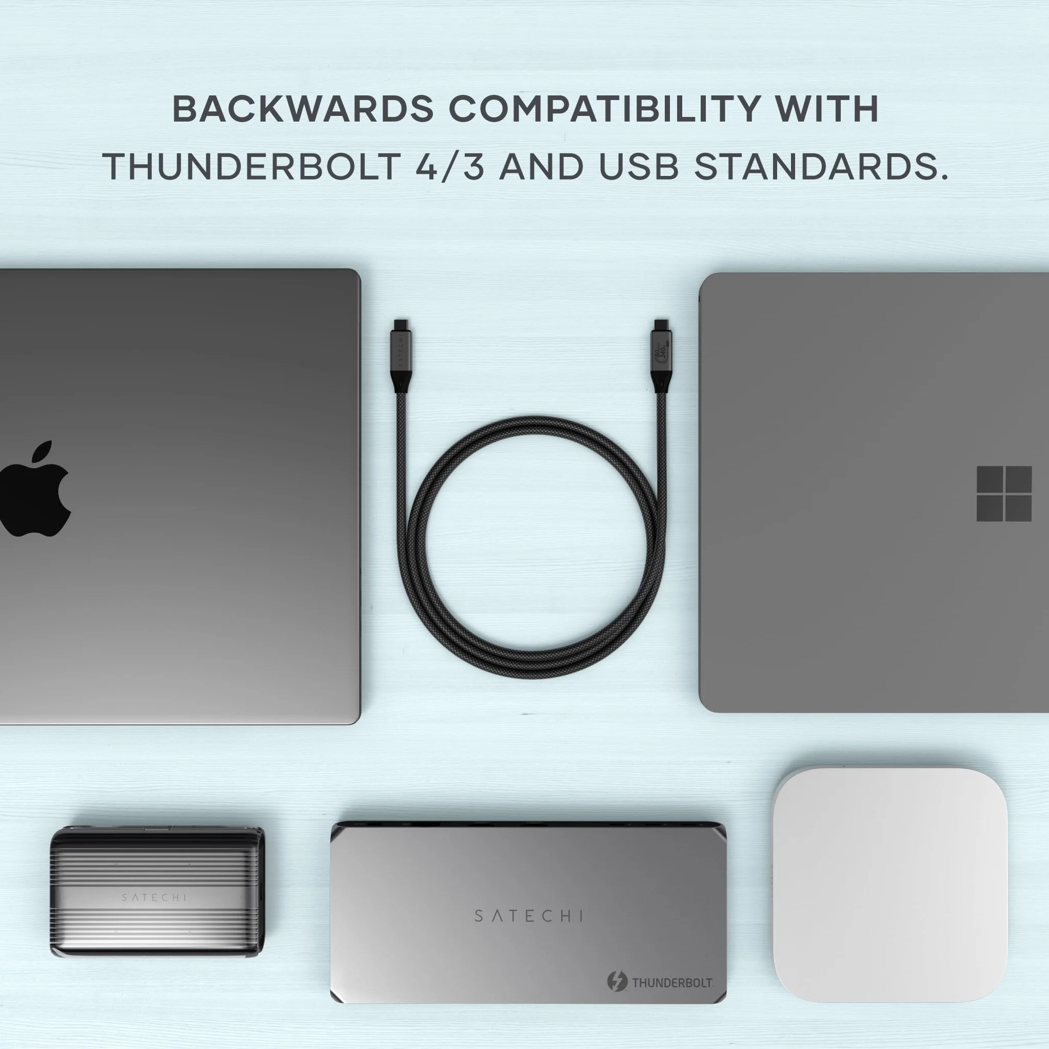 SATECHI USB4 V2 Pro Kabel USB-C 1.2m 120Gbps 240W 8K@60Hz Thunderbolt 5/4/3
