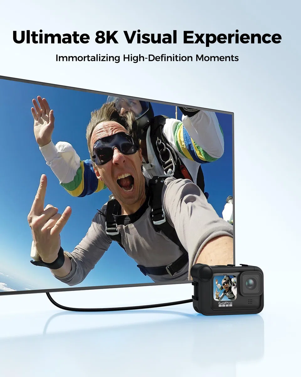 Silkland 10K 8K Kabel Micro HDMI to HDMI 2.1 30CM, 8K@60Hz, 4K@120Hz, 48Gbps, HDR, eARC, Kabel Micro HDMI kompatybilny z GoPro Hero, Raspberry Pi 5/4, Camera, Monitor, Cam Link, Samsung G8 G9, TV
