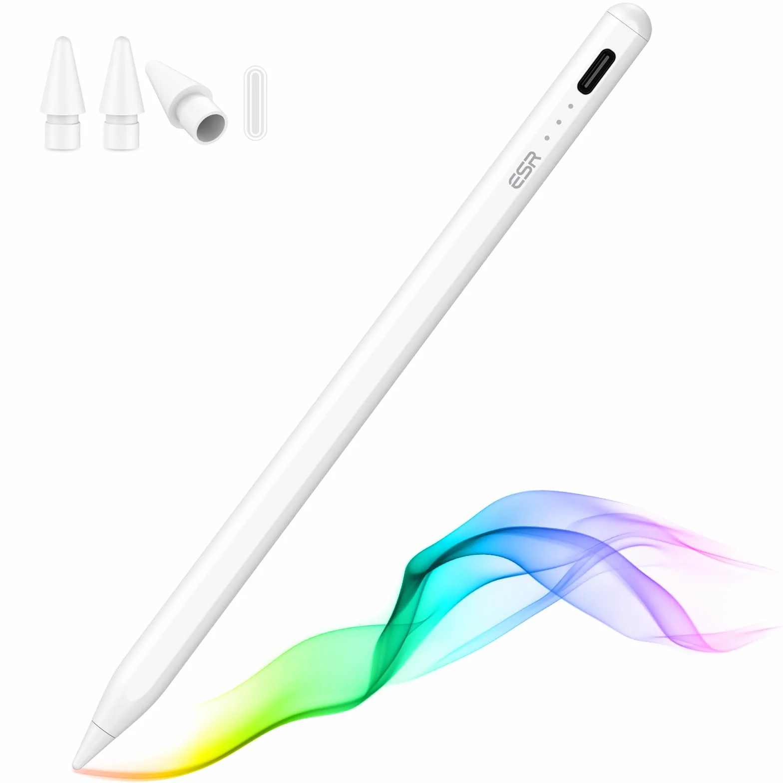 ESR Rysik do iPada 2018-2026 z Tilt Sensitivity i Palm Rejection, kompatybilny z iPad 11/10. Gen, Air 11/13, Pro 11/12.9/13, Mini 6/5, biały