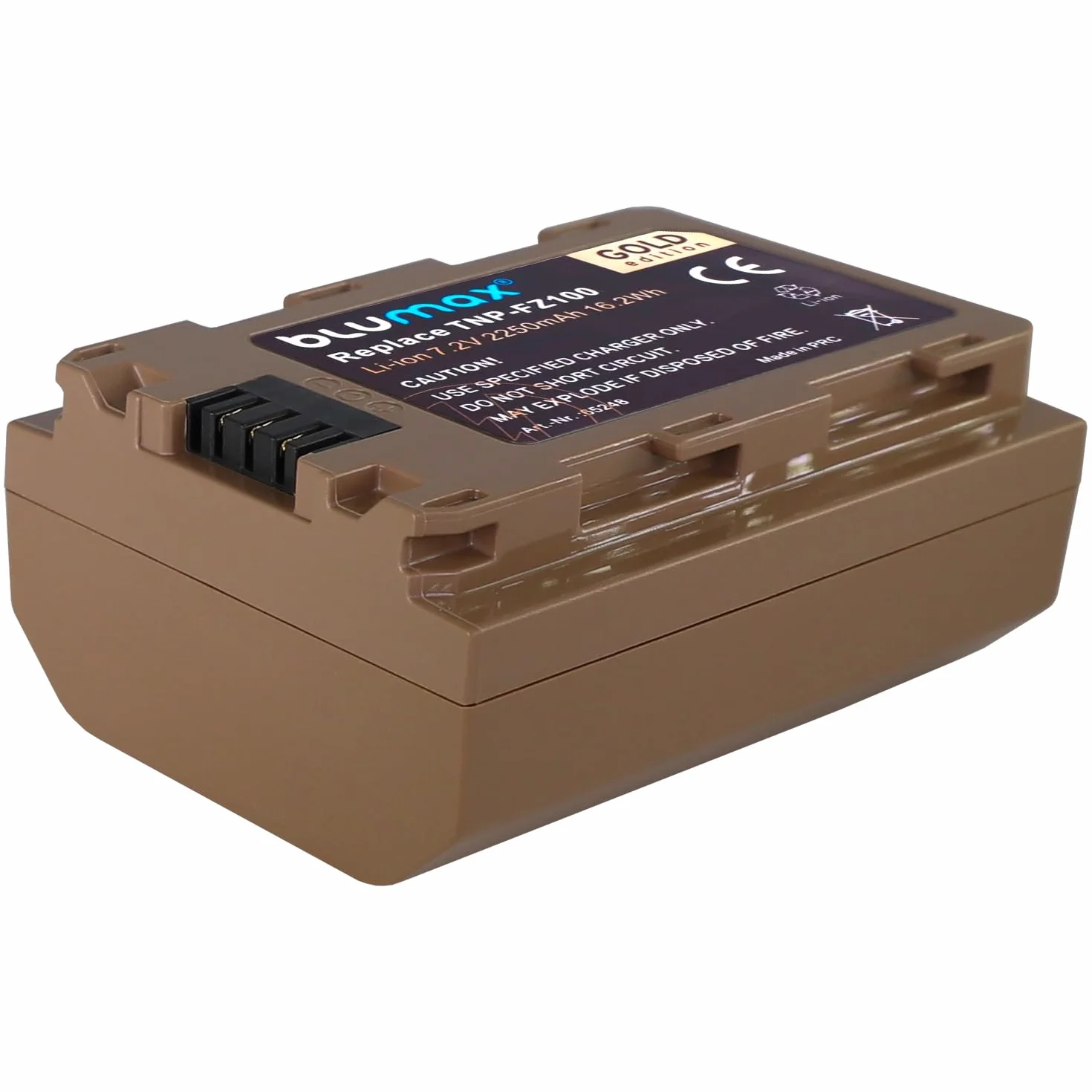 Blumax Gold Akku ersetzt Sony NP-FZ100 (2250mAh) mit USB Typ-C Ladebuchse - NTC-Sensor & V1-Gehäuse - für Sony FX30-7 IV 7c 7RIV 7RV 7RIII ZV-E1