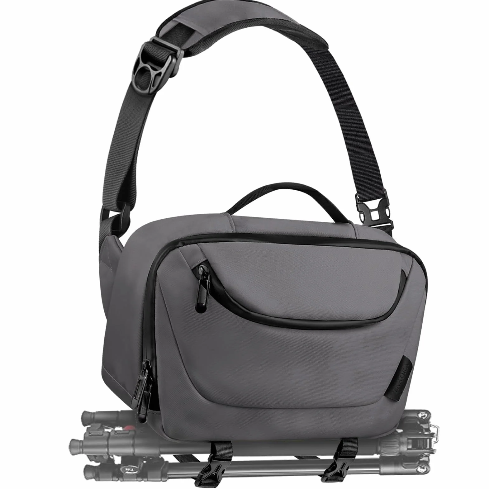 TAAOKA torba na aparat, wodoodporna torba na aparat z uchwytem na statyw, torby na aparaty DSLR/SLR/Mirrorless Crossbody dla fotografów, szary, 12.6 x 5.1 x 7.8 inches, Moda