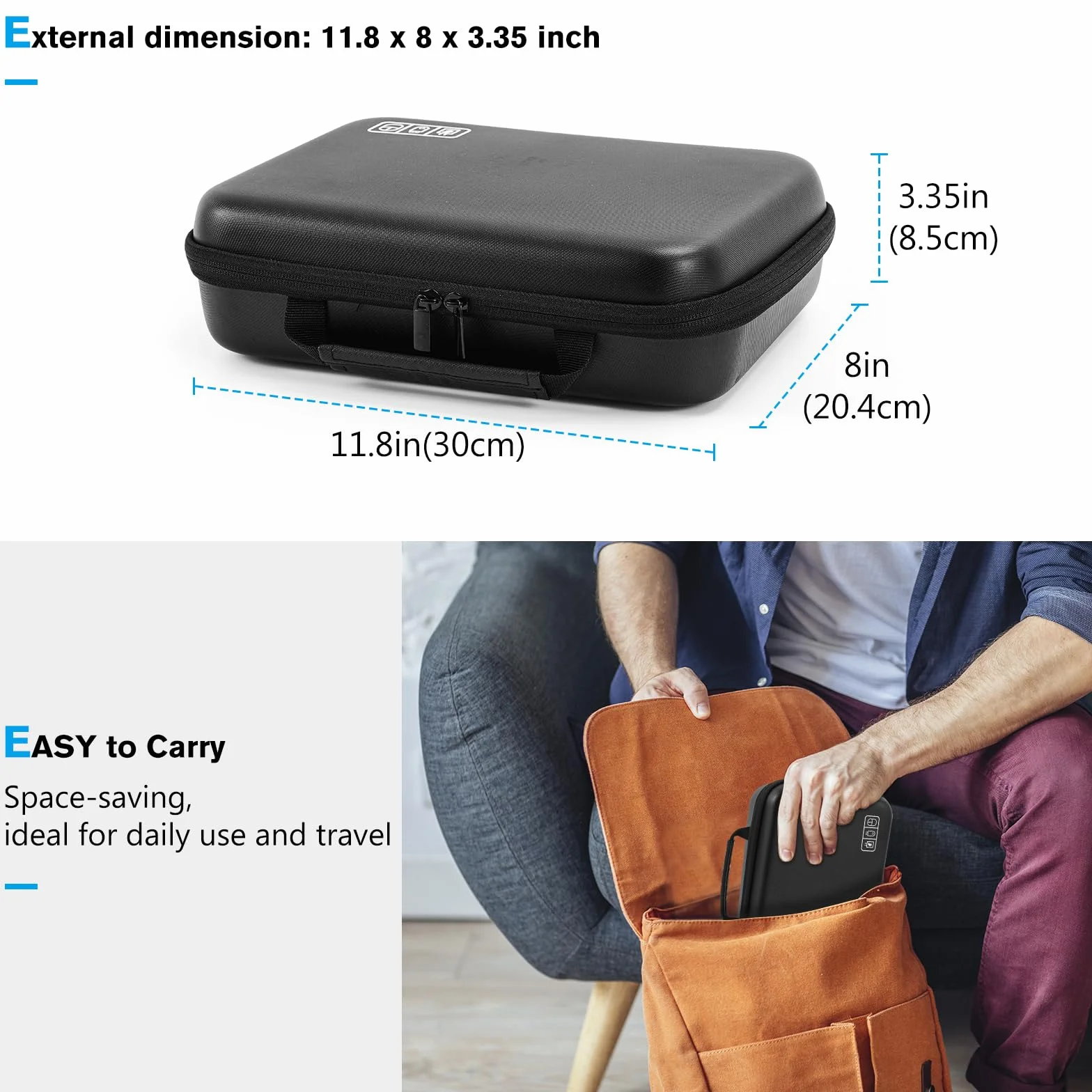 ProCase Organizer na akcesoria elektroniczne, torba podróżna, przenośna, elektroniczna torba na kabel do MacBooka Power Adapter, kabel, Apple Pencil, mysz, pamięć USB, powerbank, karta SD, Xl-czarny