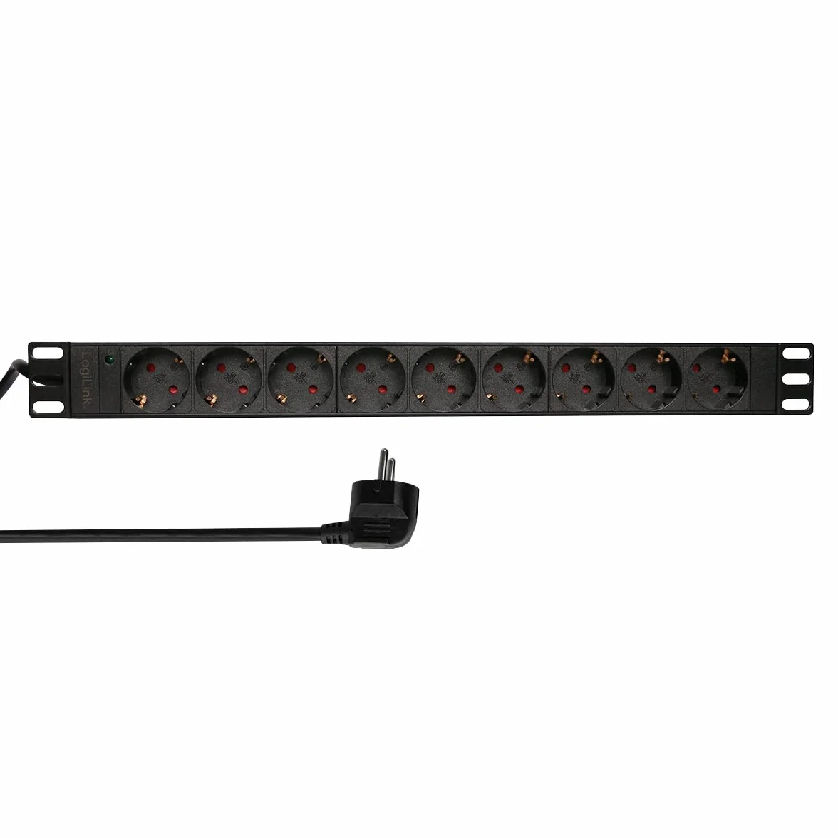 LogiLink Professional PDU9C03 wysokiej jakości listwa zasilająca "19" CEE7/3 (zestyk ochronny) czarna