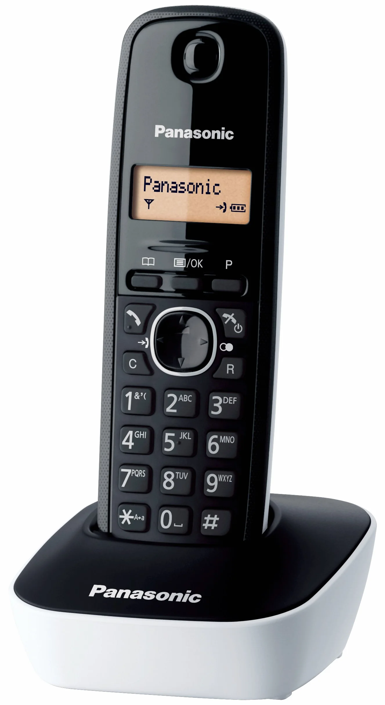 Panasonic KX-TG1611JTW cyfrowy telefon bezprzewodowy, pojedyncza jednostka bazowa i odbiornik, identyfikator dzwoniącego, wyświetlacz LCD