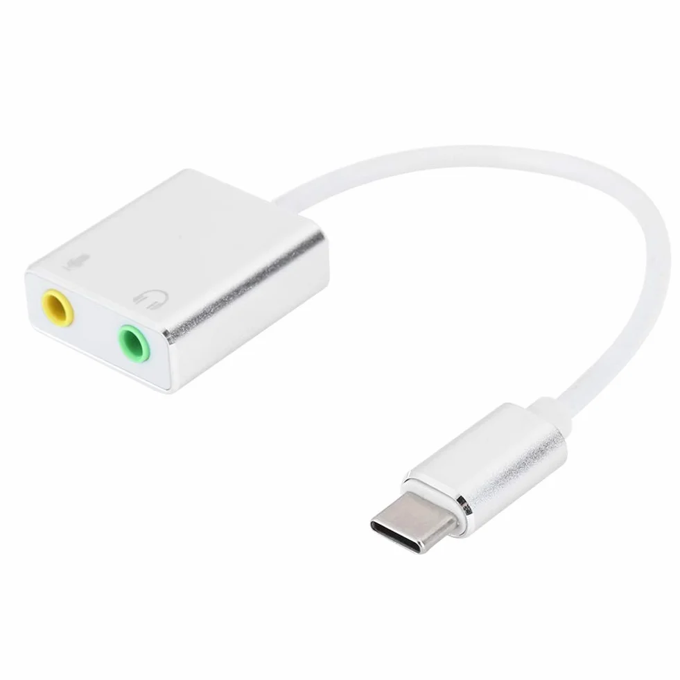Adapter Audio USB C Zewnętrzna Karta Dźwiękowa Stereo z Gniazdem Słuchawkowym i Mikrofonowym 3,5 Mm dla Systemów Windows, Mac, Linux, PC, Laptopów, Komputerów Stacjonarnych,