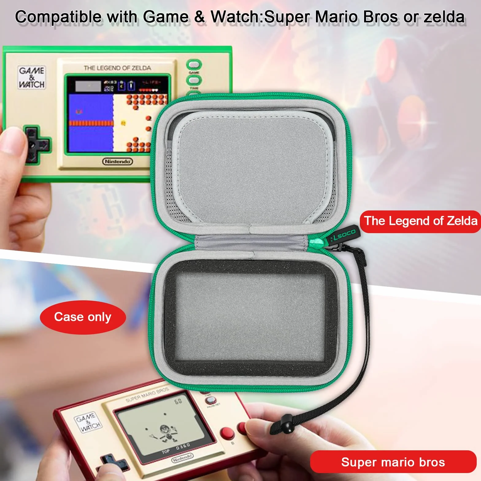 RLSOCO Etui na Game & Watch: The Legend of Zelda/Super Mario Bros(tylko etui)