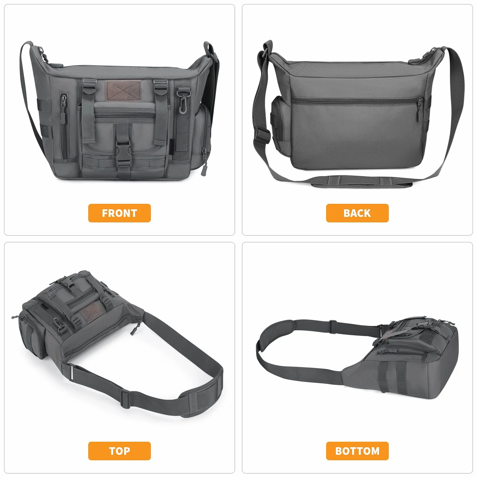 Huntvp Taktyczna torba na ramię, wojskowa, torba typu crossbody, wodoodporna, z regulowanym paskiem na ramię, do użytku na zewnątrz