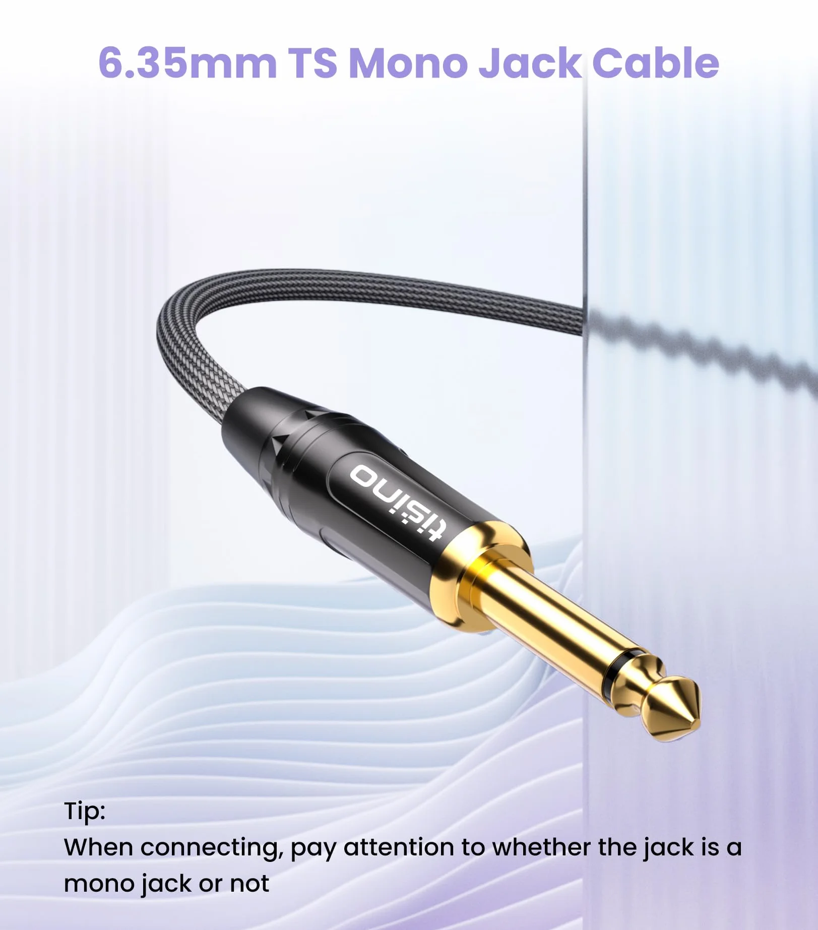 TISINO Kabel Interconnect Jack TS Mono 6,3 mm do TRS Mini Stereo 3,5 mm 2 m