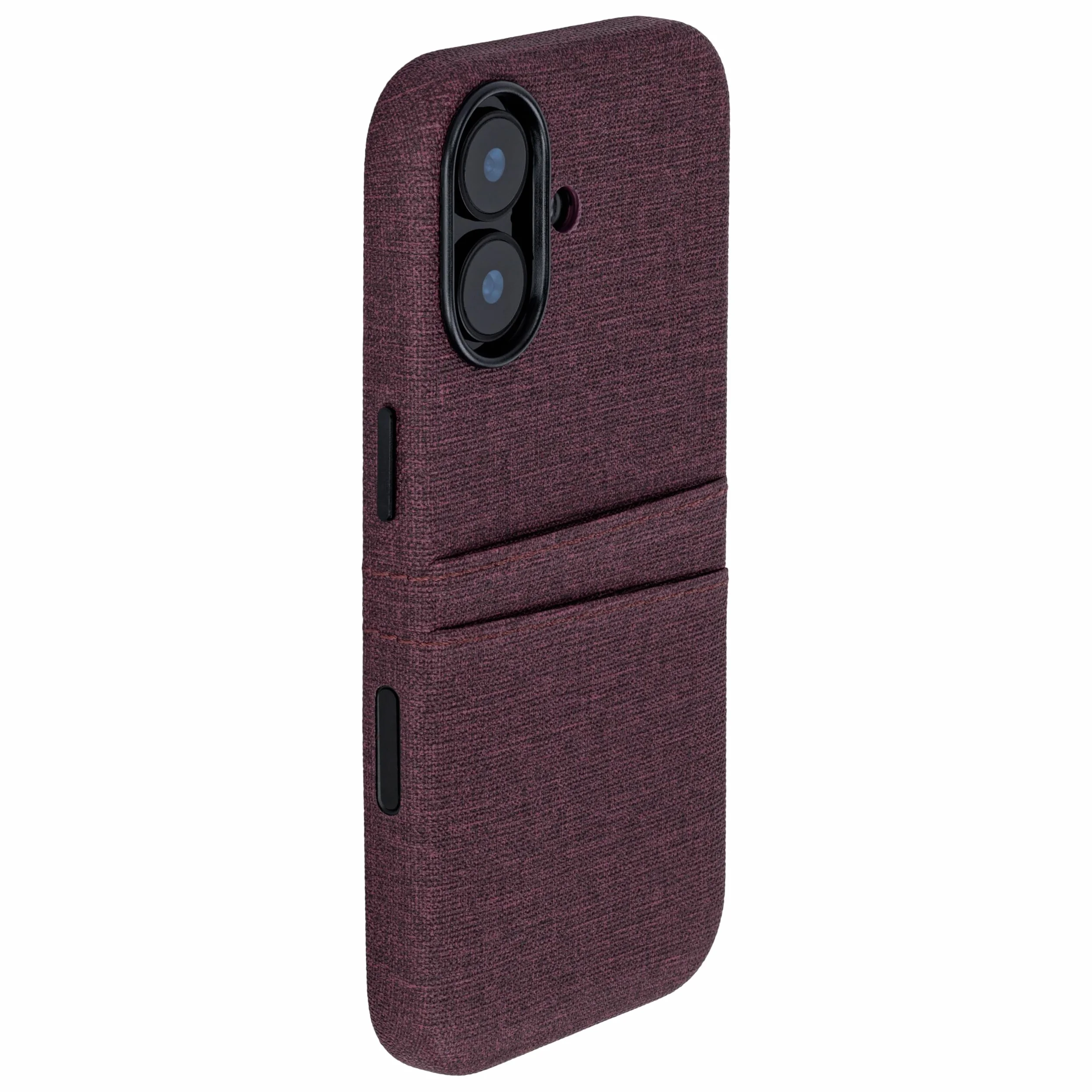 Dockem Etui na Karty do iPhone 17 z Magnetyczną Płytką Montażową, Przycisk Sterowania Aparatem, Portfel z 2 Kieszeniami: M2 Luxe Sztuczna Skóra Styl Płótna (Burgundia)