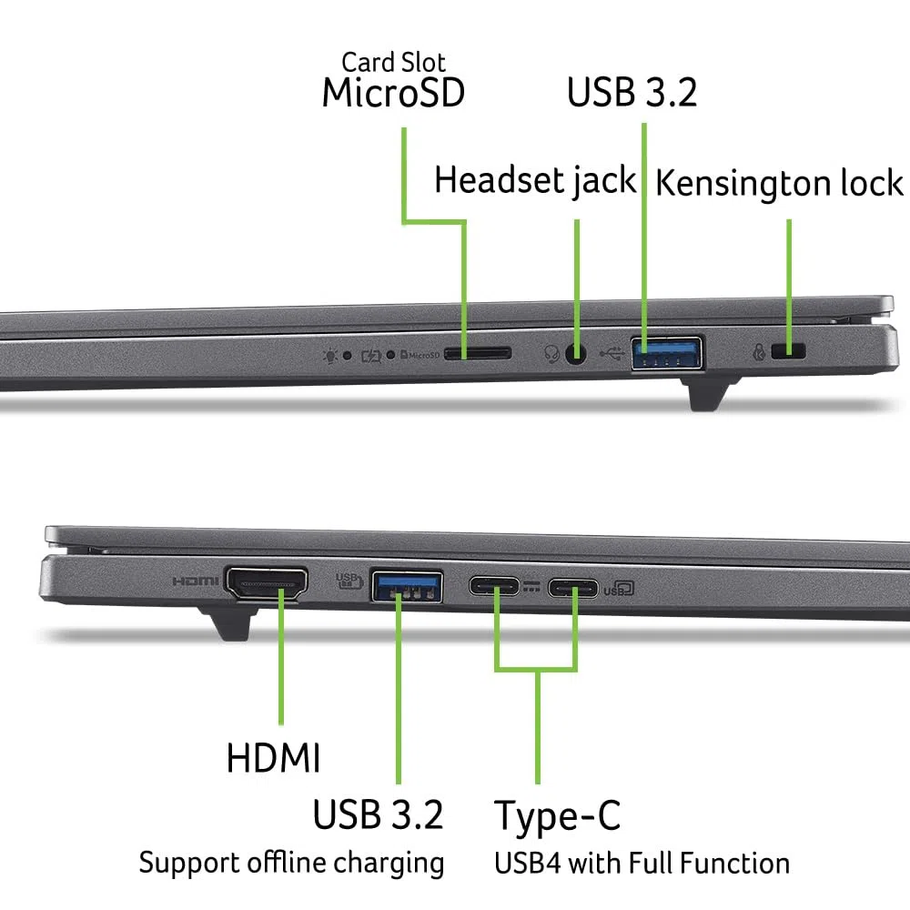 Acer Aspire 16 AI OLED (A16-61M-R8RH) KI laptop, Copilot+ PC, wyświetlacz 16" WUXGA+ OLED 120 Hz, AMD Ryzen AI 5 340, 16 GB RAM, 512 GB SSD, AMD Radeon 840M, Windows 11, klawiatura QWERTZ, szary