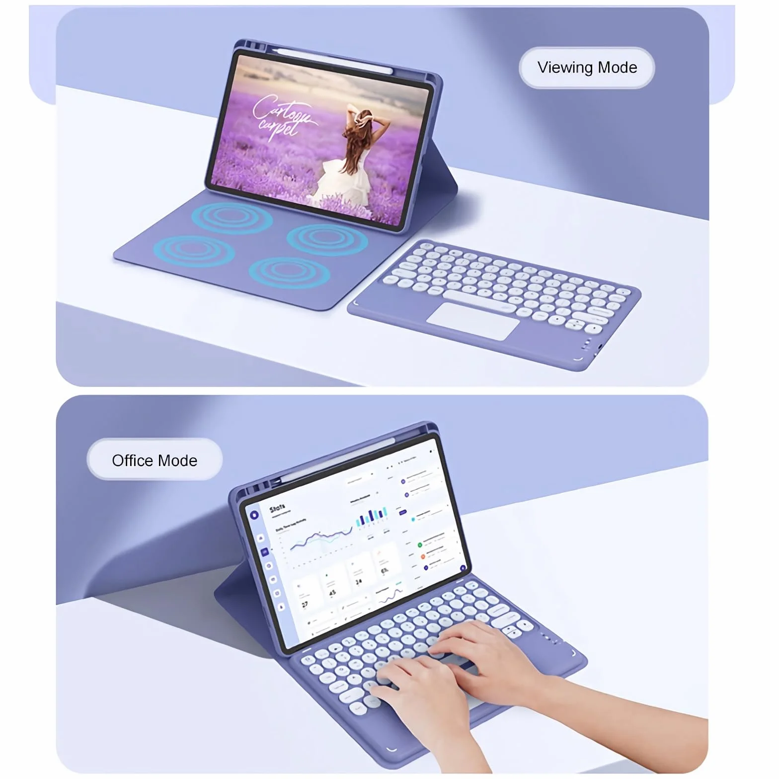 Etui z klawiaturą do Xiaomi Mi Pad 7/7 Pro 11.2", Wbudowany Uchwyt Na Ołówek, Magnetyczna, Odłączana Klawiatura Bezprzewodowa z Myszą Bluetooth,Pink 1