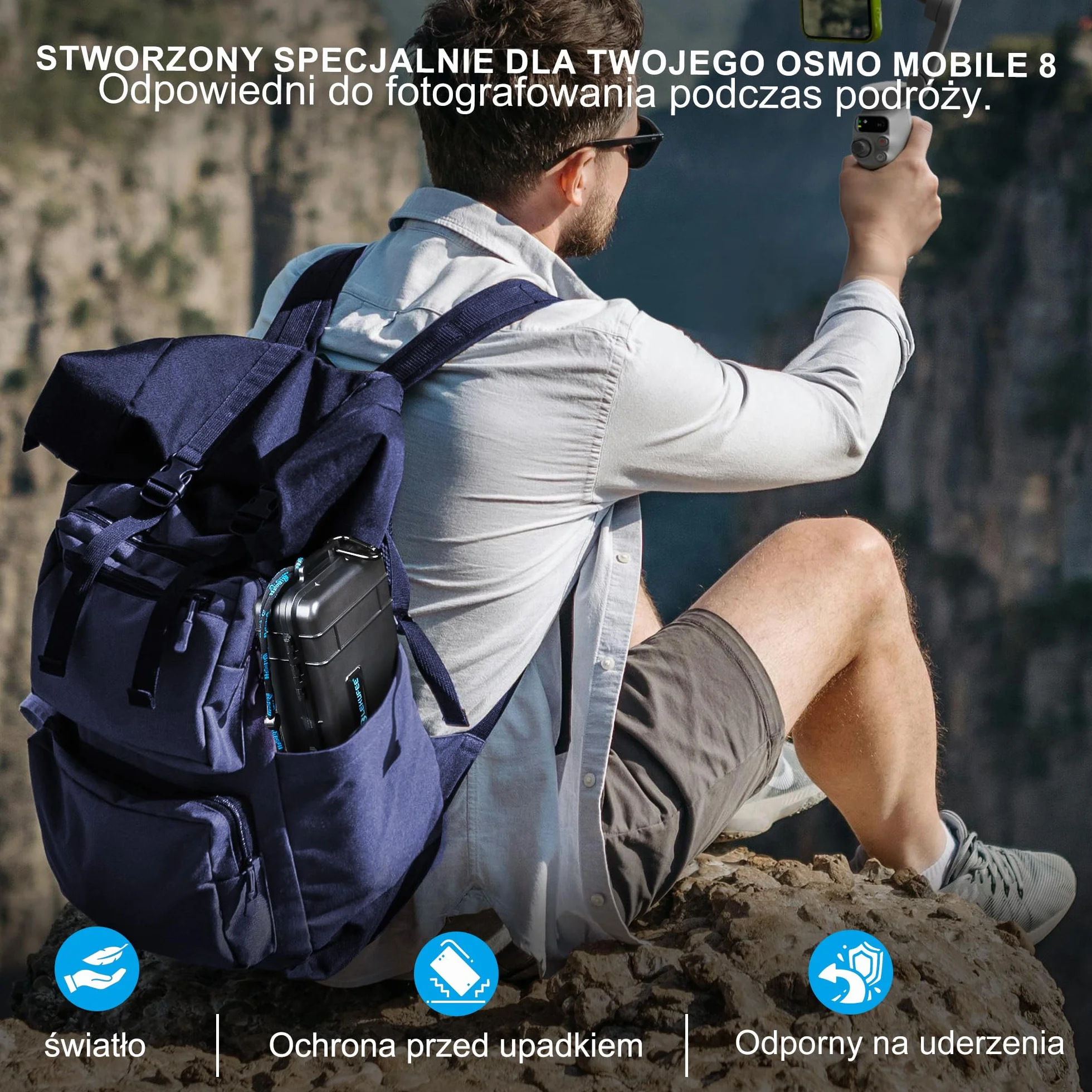 Lekufee Wodoodporna twarda obudowa podróżna dla stabilizatora gimbala DJI Osmo Mobile 7P/7,DJI Osmo Mobile 8 i akcesoriów (tylko obudowa i torba)