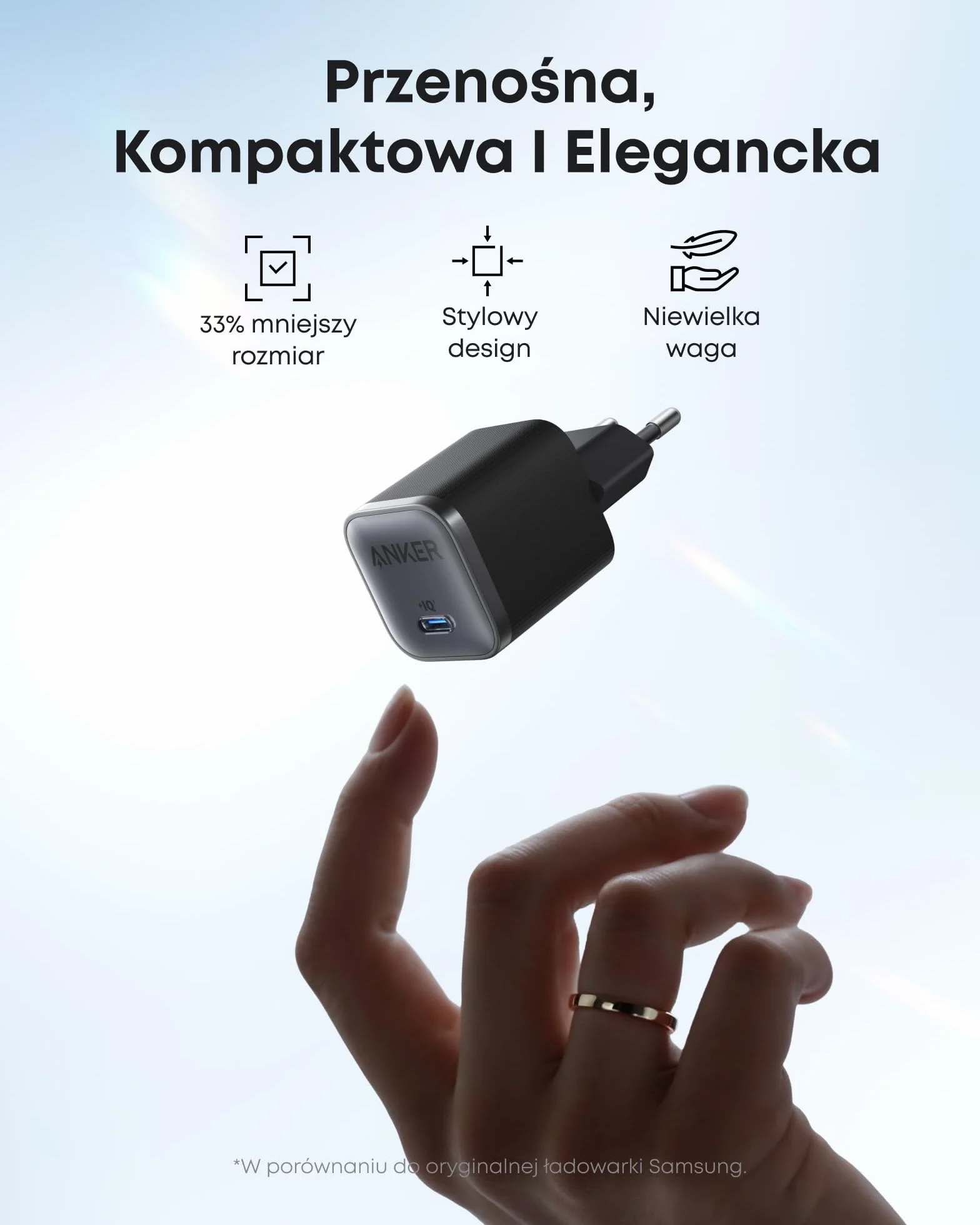 Szybka ładowarka USB-C Anker Nano 45 W, kompaktowa ładowarka USB typu C do urządzeń, takich jak Samsung Galaxy S25 Ultra/S24 Series, iPhone 17, MacBook, iPad (w zestawie kabel o długości 1,8 m)