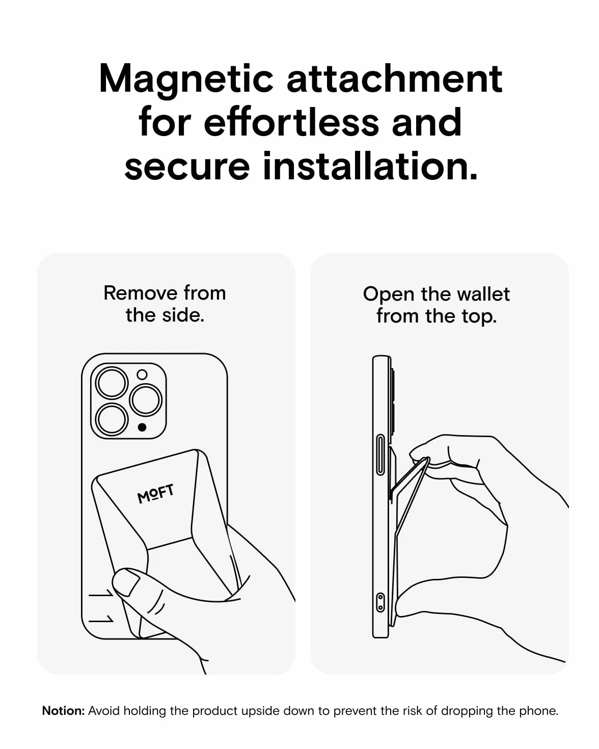 MOFT MOVAS MagSafe Stojak na Portfel iPhone 15/14/13/12, Wegańska Skóra, Magnetyczny Stojak z 3 Kątami Widzenia, 2 Uchwyty na Karty (Jet Black)
