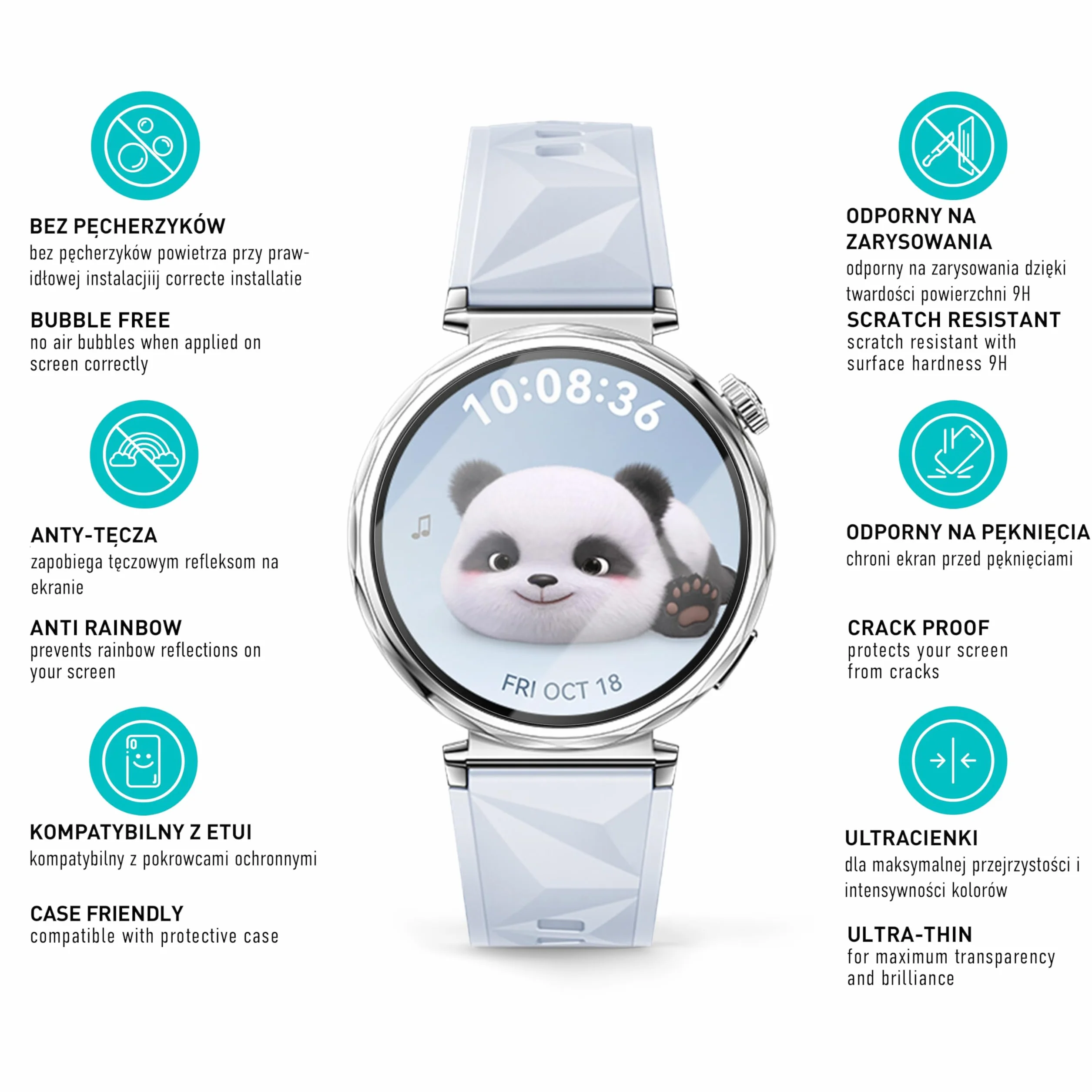smartect Szkło Hartowane [3 Sztuki, Clear] dla Huawei Watch GT5 41 mm, Szklana Ochrona Ekranu 9H, Ochraniacz Ekranu bez Pęcherzyków, Bez Odcisków palców