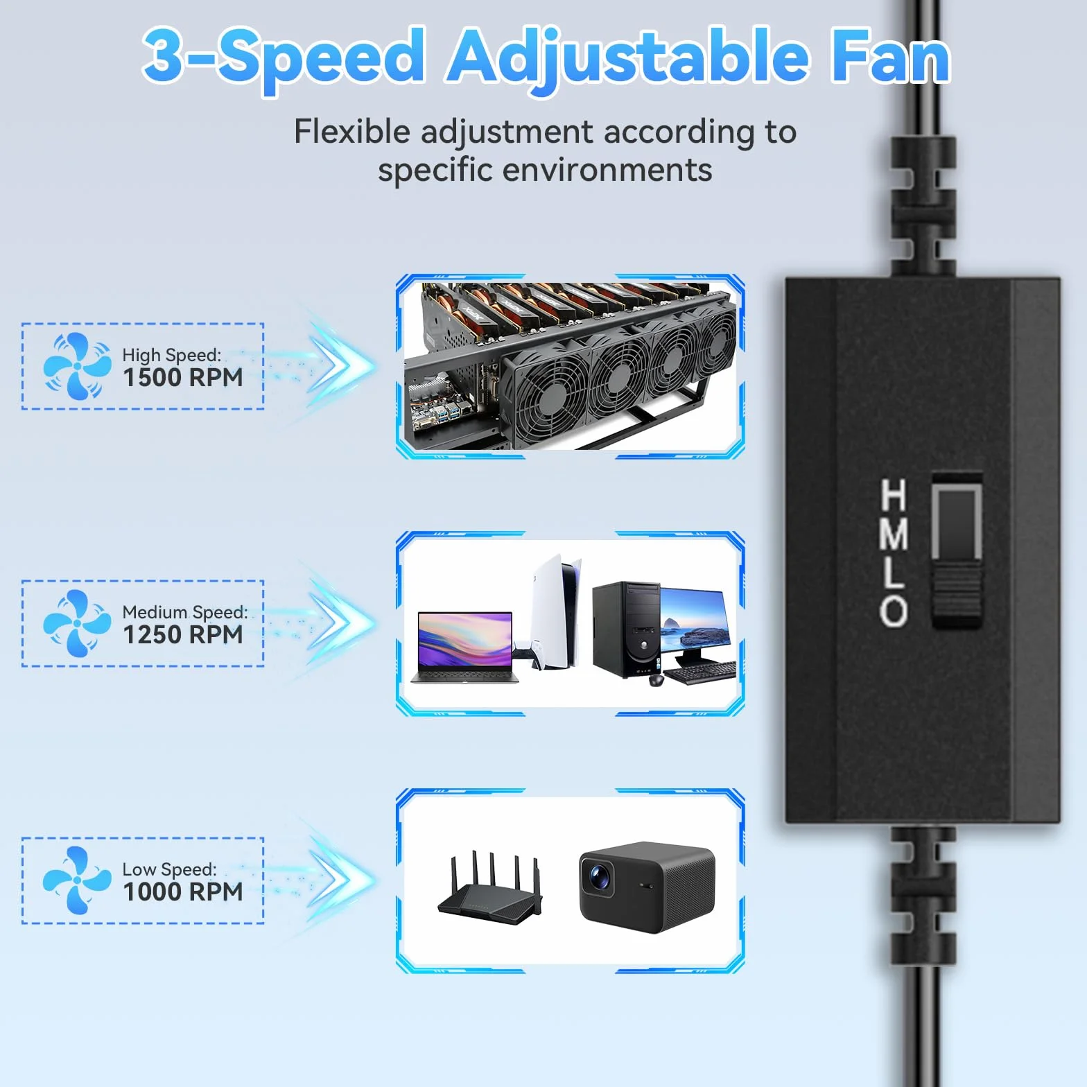 OTraki 120mm USB Wentylator z 3 regulowanymi prędkościami, Wentylator Przenośny PC Wentylator PC 5V, Wentylatory Chłodnicy Do Laptopa/TV Box PS5/PS4