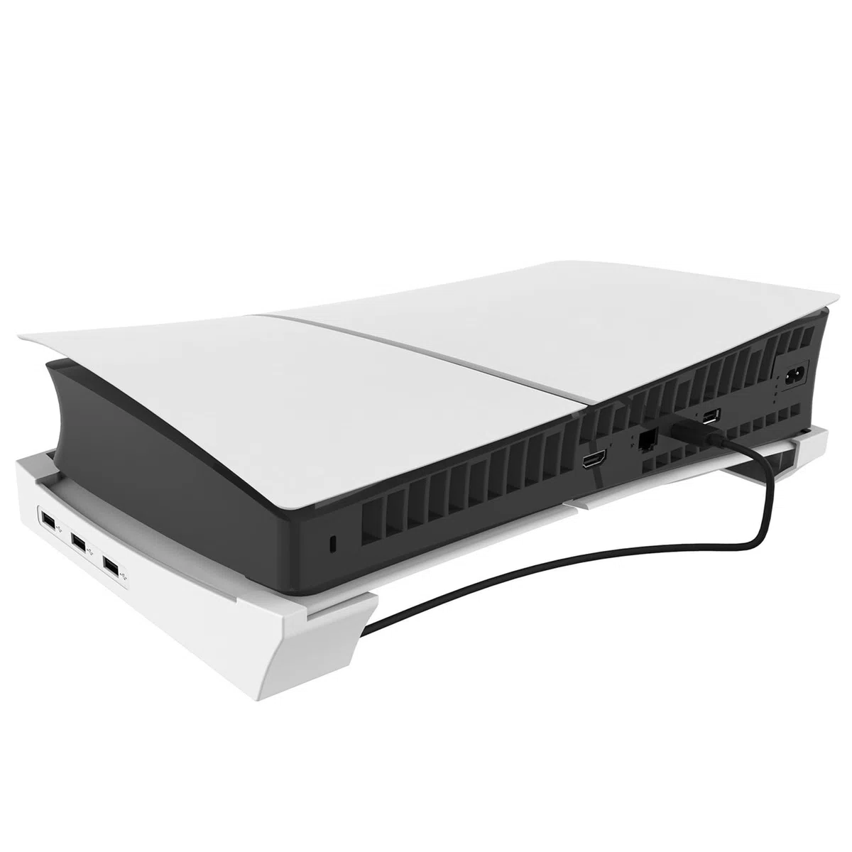 MOOKEENONE Poziomy koncentrator, 4 porty USB, podstawa do konsoli PS5 Slim, akcesoria modernizacyjne stojak uchwyt