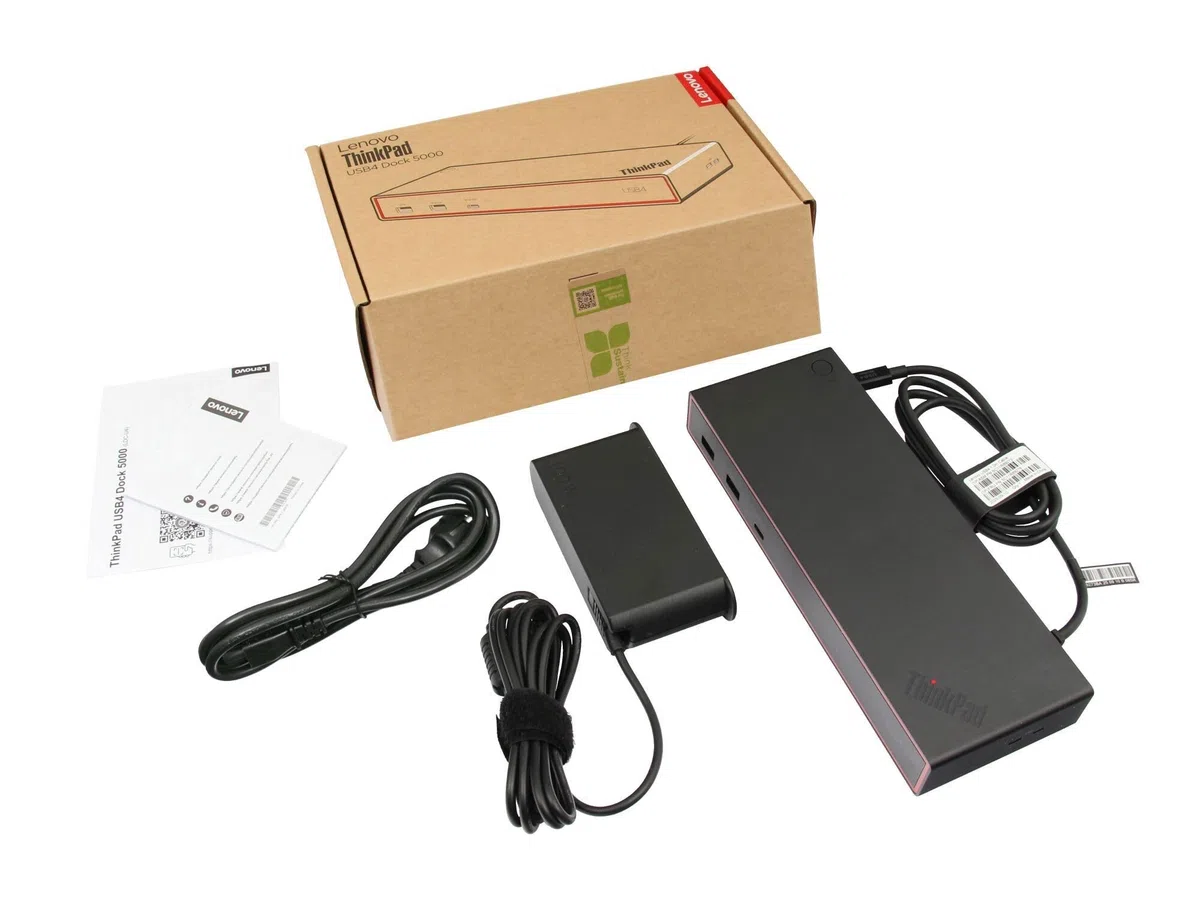 40BF0100GE Lenovo ThinkPad USB4 Dock 5000 USB-C 4 Replikator portów | inkl. 100W zasilacz dla ThinkPad X1 Carbon Gen 11 (21HM/21HN), Fold 16 Gen 1 (21ES/21ET), X13 Gen 3 (21CN/21CM)