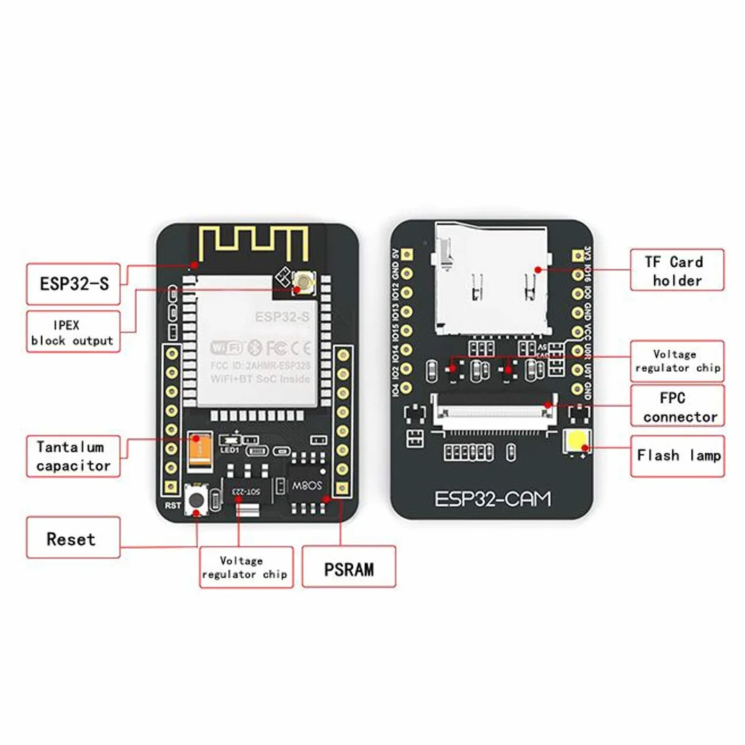 Hailege 2 szt. ESP32-CAM ESP32 OV2640 moduł kamery Wireless WiFi Bluetooth moduł OV2640 2 MP TF kamera rozwojowa z kamerą