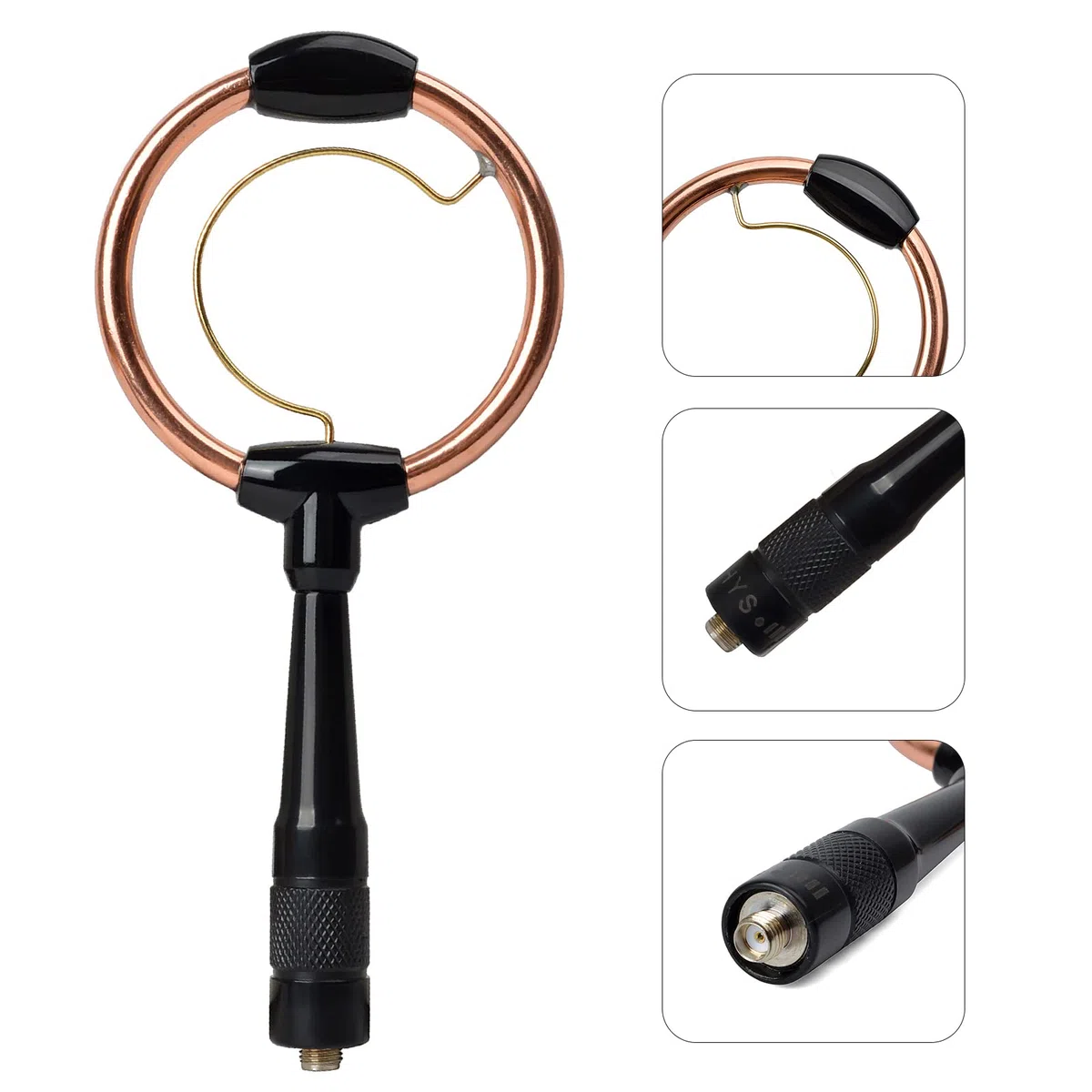 HYS Antena SMA-F Walkie Talkie, dwupasmowa, 144/430 MHz, VHF/UHF, antena pierścieniowa kompatybilna z Kenwood TK-360 TK-370 TK-370G Baofeng UV-5R BF-888S HYT 2-drożne radio